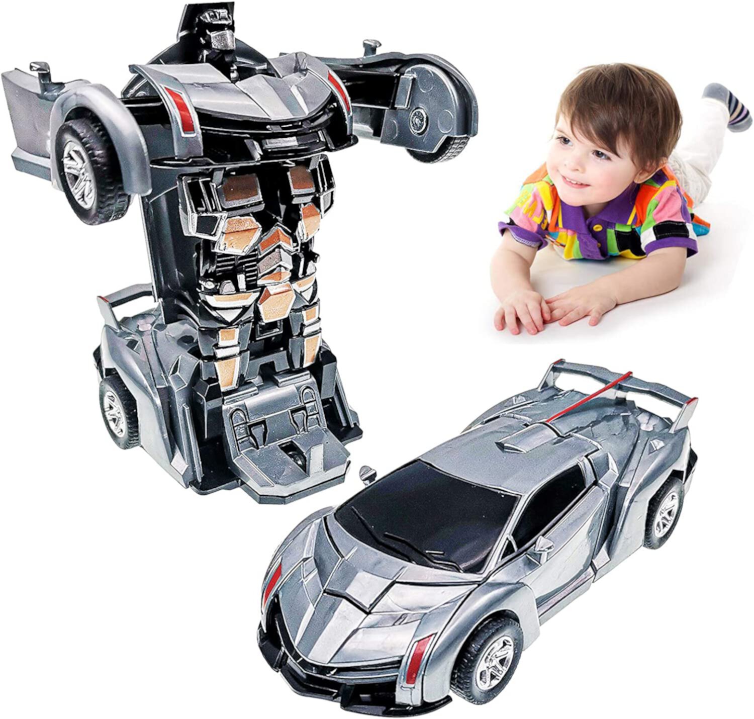 Toy Cars for 2-7 Year Old Boys, Transforming Toys Cars for 3 Year Old Boys and Toddlers, Robot Cars Toys for 4 Year Old Mykej