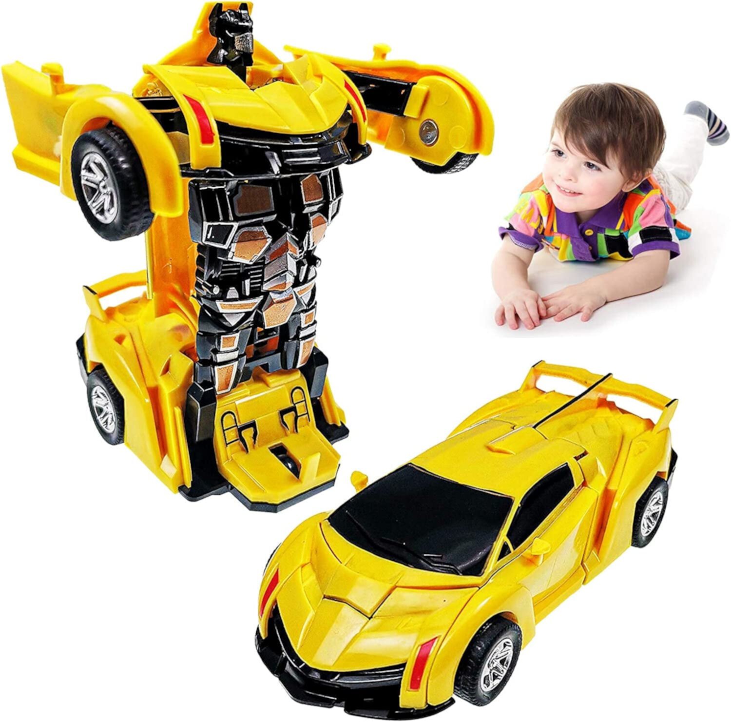 Transforming Cars for 2 Years Old Boys and Toddlers, Inertia Driven Truck Toy for 3 Year Old Boy, Portable Toy for 2, 3, 4, 5, 6, 7, 8 Year Old Boys Christmas Birthday Gifts for Kids Mykej