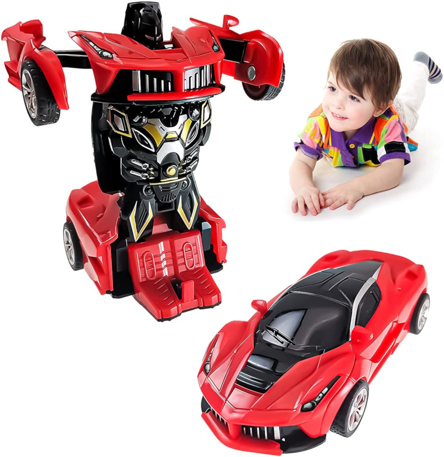 Toy Cars for 2-7 Year Old Boys, Transforming Toys Cars for 3 Year Old Boys and Toddlers, Robot Cars Toys for 4 Year Old Mykej