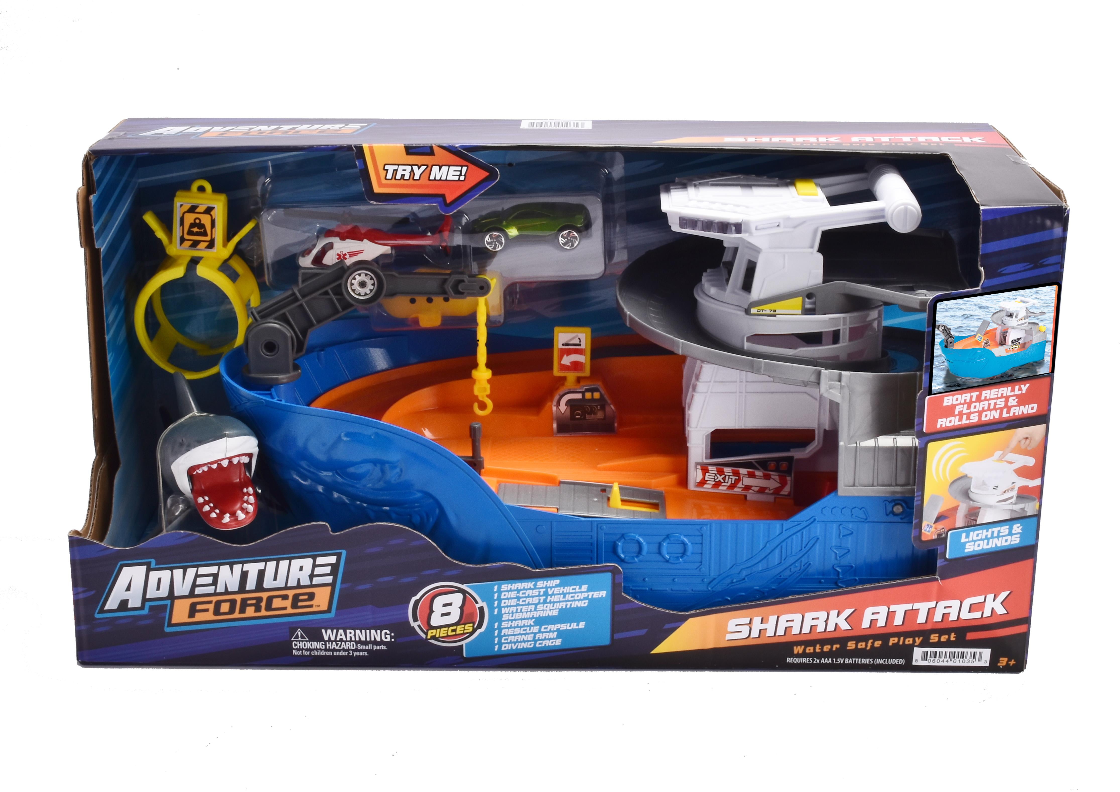 Adventure Force Shark Attack Die-Cast Vehicle Playset, Multi-Color, Lights & Sounds, Ages 3+ Adventure Force