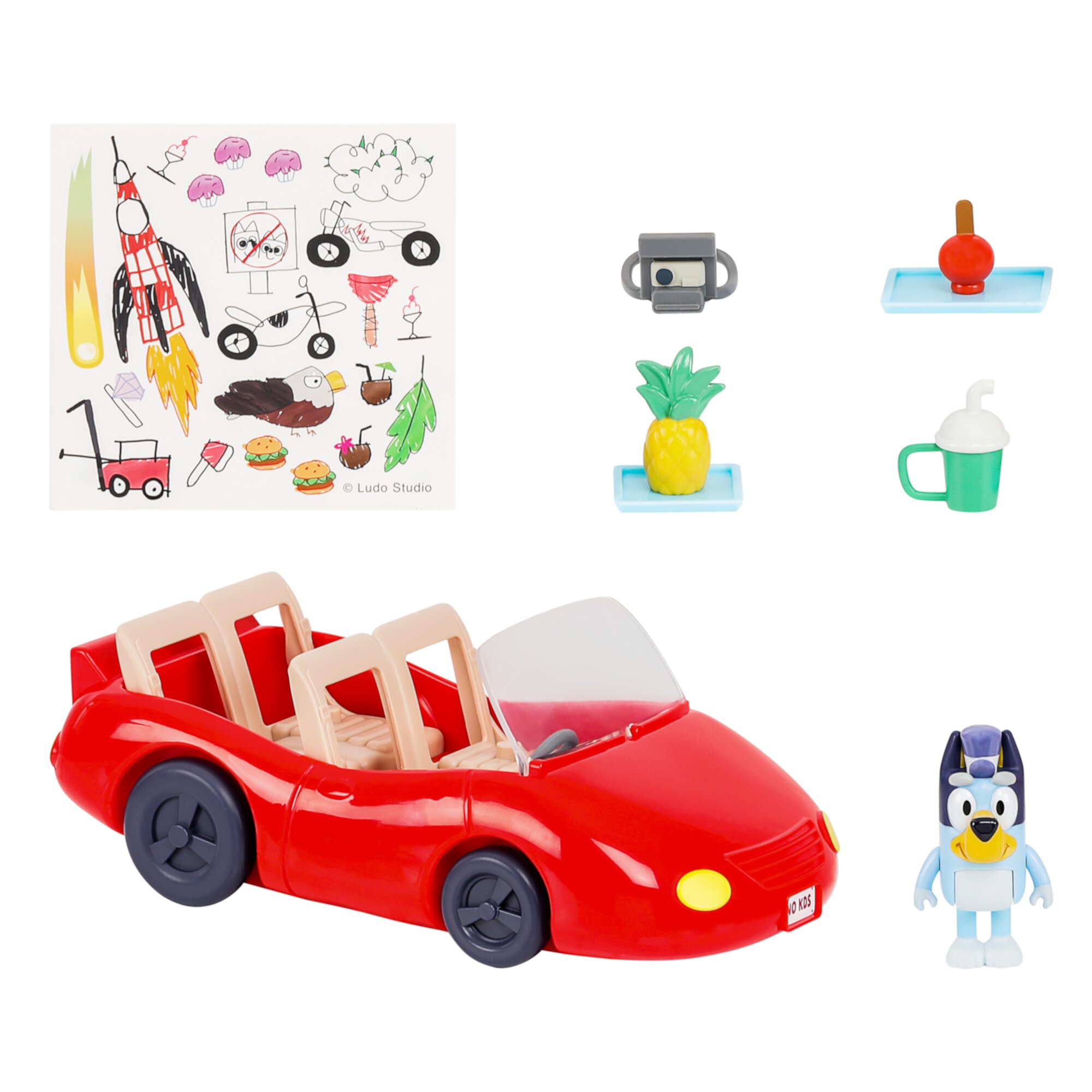 Bluey, Convertible Vehicle, Includes Bluey Figure and 4 Accessories, Toddler Toy Bluey