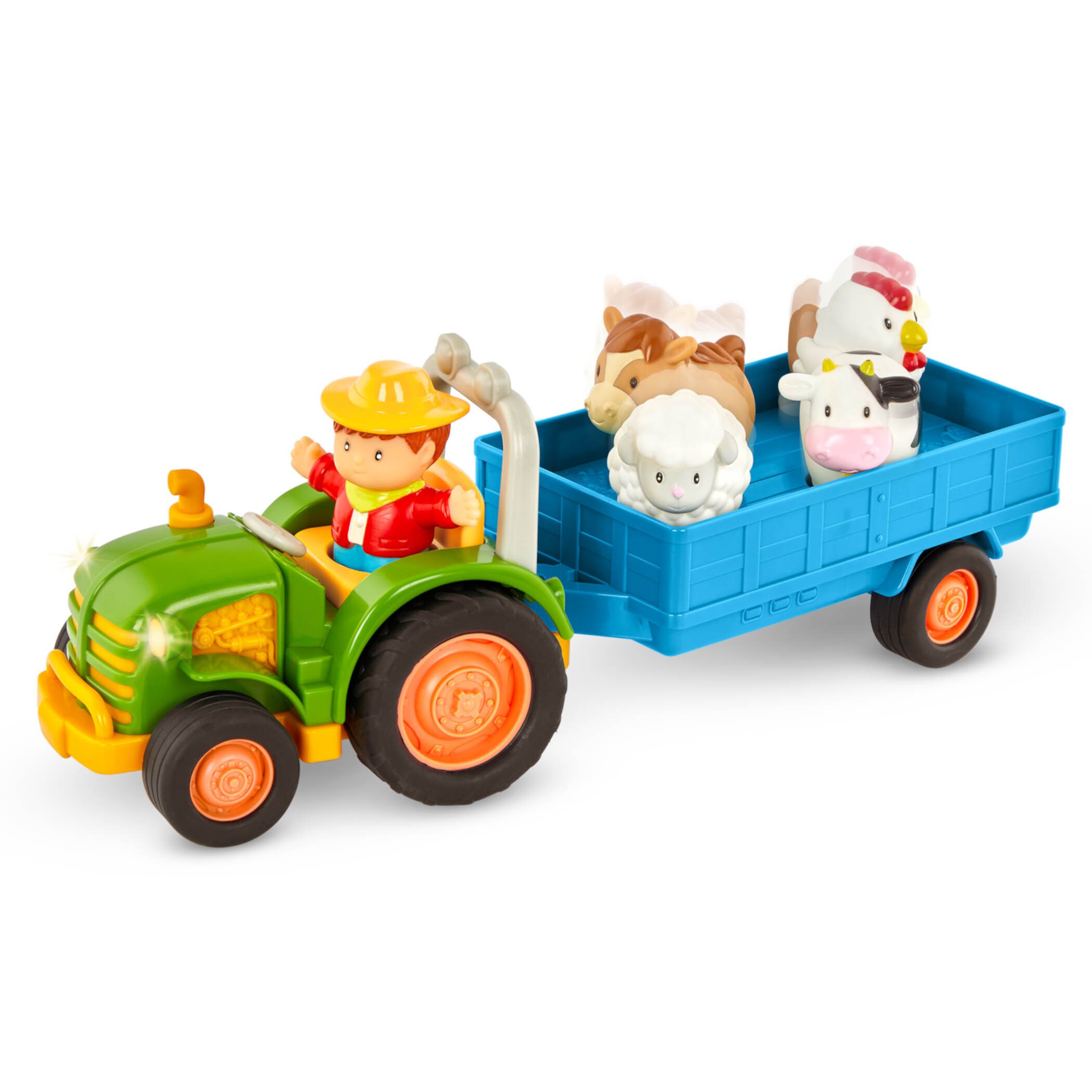 Battat Farming Fun Tractor with 7 Pieces Lights and Sounds, Toddler and Preschool Toys Battat