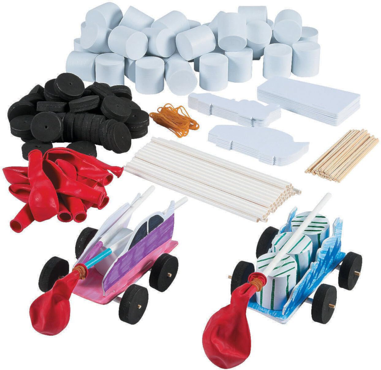 Fun Express 10 Pieces DIY Steam Car Kits, STEM Educational and Science Activities for Kids Fun Express