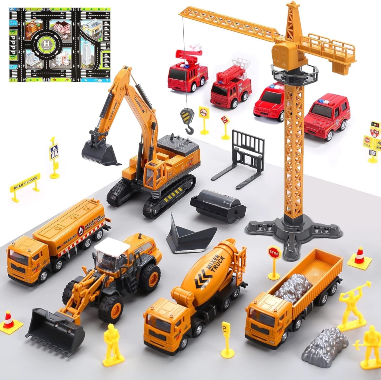 JoyStone Construction Vehicles Boys Toy Playsets, Crane Truck Excavator Crane Dump Truck Toy Car Sets Gift for Kids Toddlers JoyStone