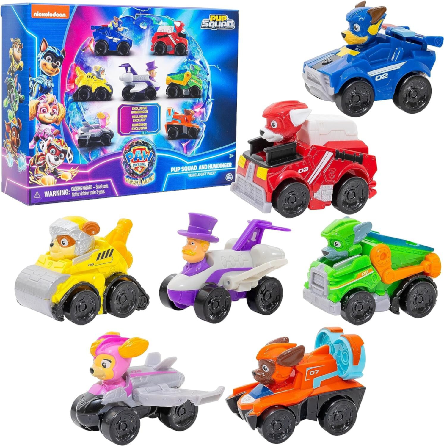 Набор игрушечных машинок PAW Patrol: фигурки Чейза, Маршалла, Скай, Руббла, Рокки, Зумы и эксклюзивного Мэра Хамдингера Spin Master Games