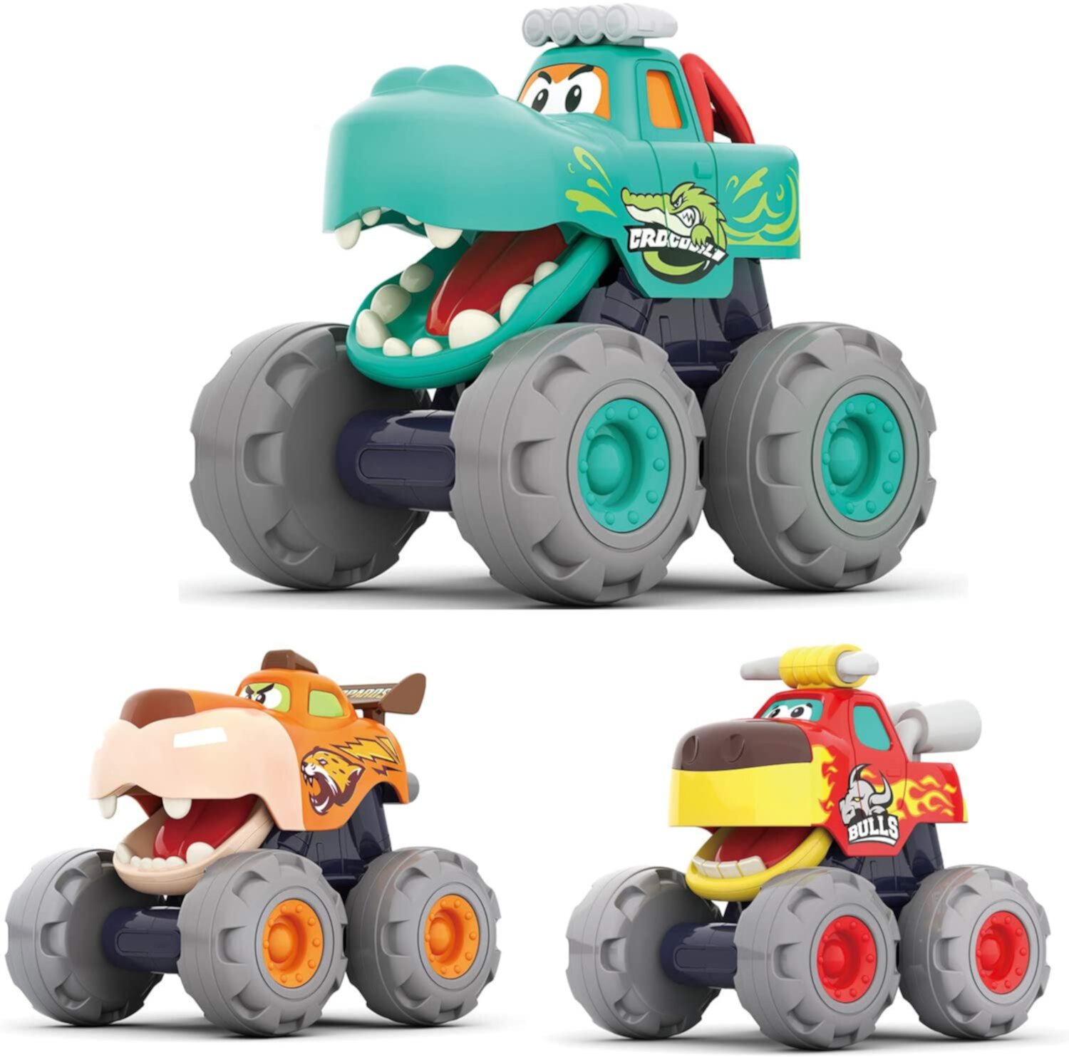 MOONTOY Toy Trucks for Toddlers 1-3 Boys, Toys Car for 1 Year Old Boy, Animal Monster Truck, Friction Powered Toy Cars Set Play Vehicle, 1 Year Old Boy Birthday Christmas Gifts for Kids MOONTOY