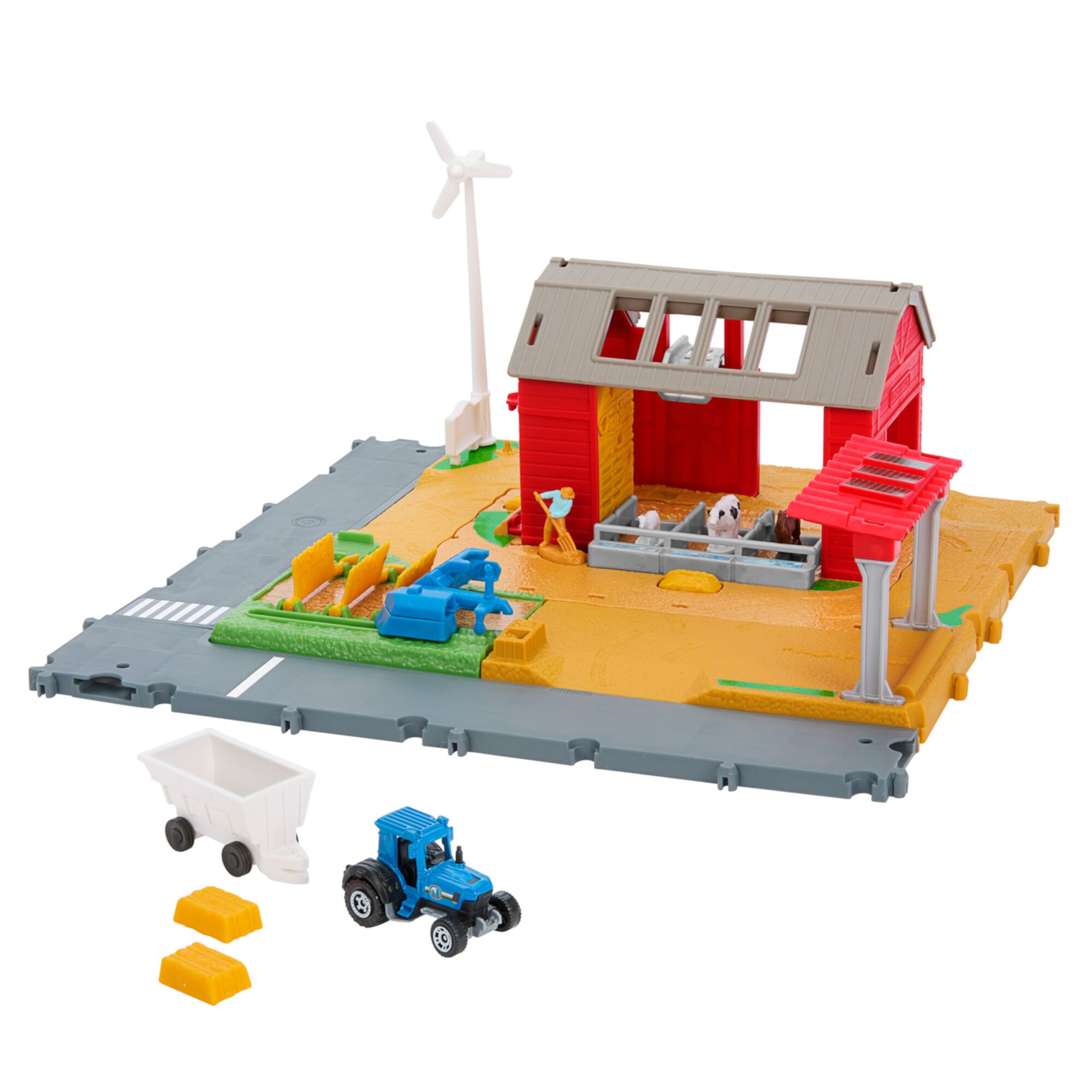 Matchbox Playset, Action Drivers Farm Adventure with 1:64 Scale Tractor & 6 Accessories, 13.75 in Matchbox