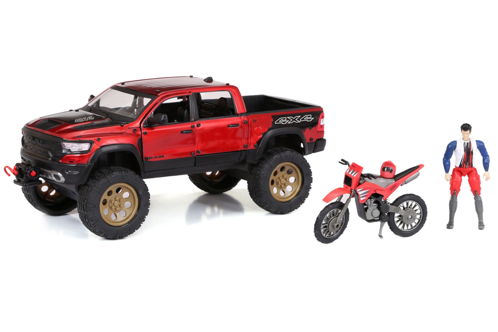 Adventure Force Free Wheeling Metal Vehicle Playset RAM Red Truck, Bike Child 3 and up Adventure Force