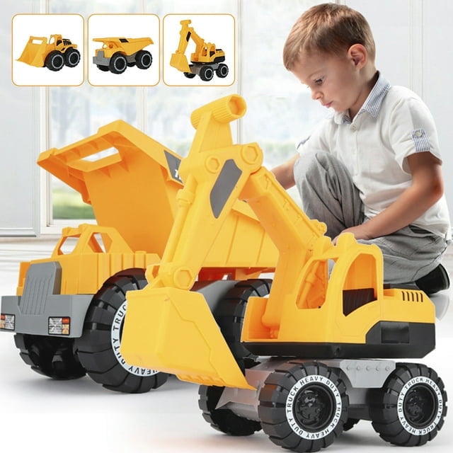 NEW Vehicles Truck Toys,Construction Service Vehicles,Dump Truck, Bulldozer, Excavator, Kid Learning Building Gift for 3 4 5 6 7 Year Olds Boy Toddler Children Xiyztok