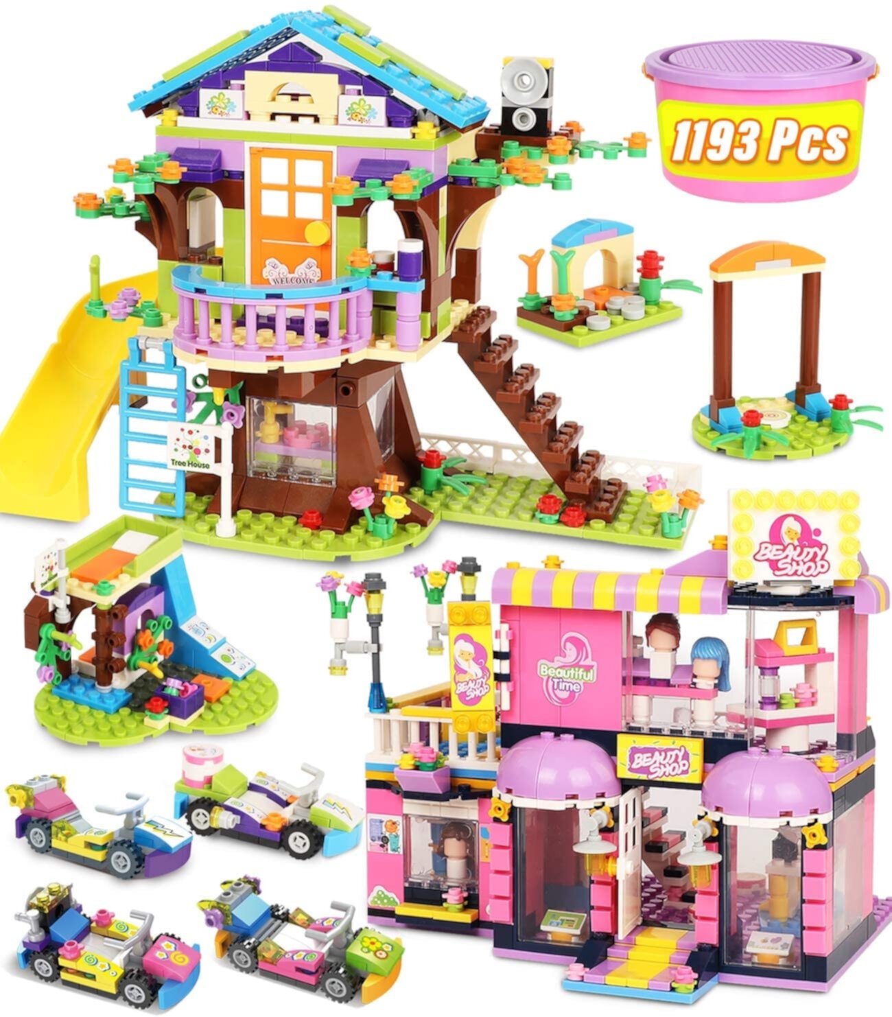 1140 Pcs Friends Building Set, ENP Building Block Kit for Girls, Cafe and Swimming Stem Building Toy, Christmas Gifts for Kids Ages 6-12, Yellow EXERCISE N PLAY