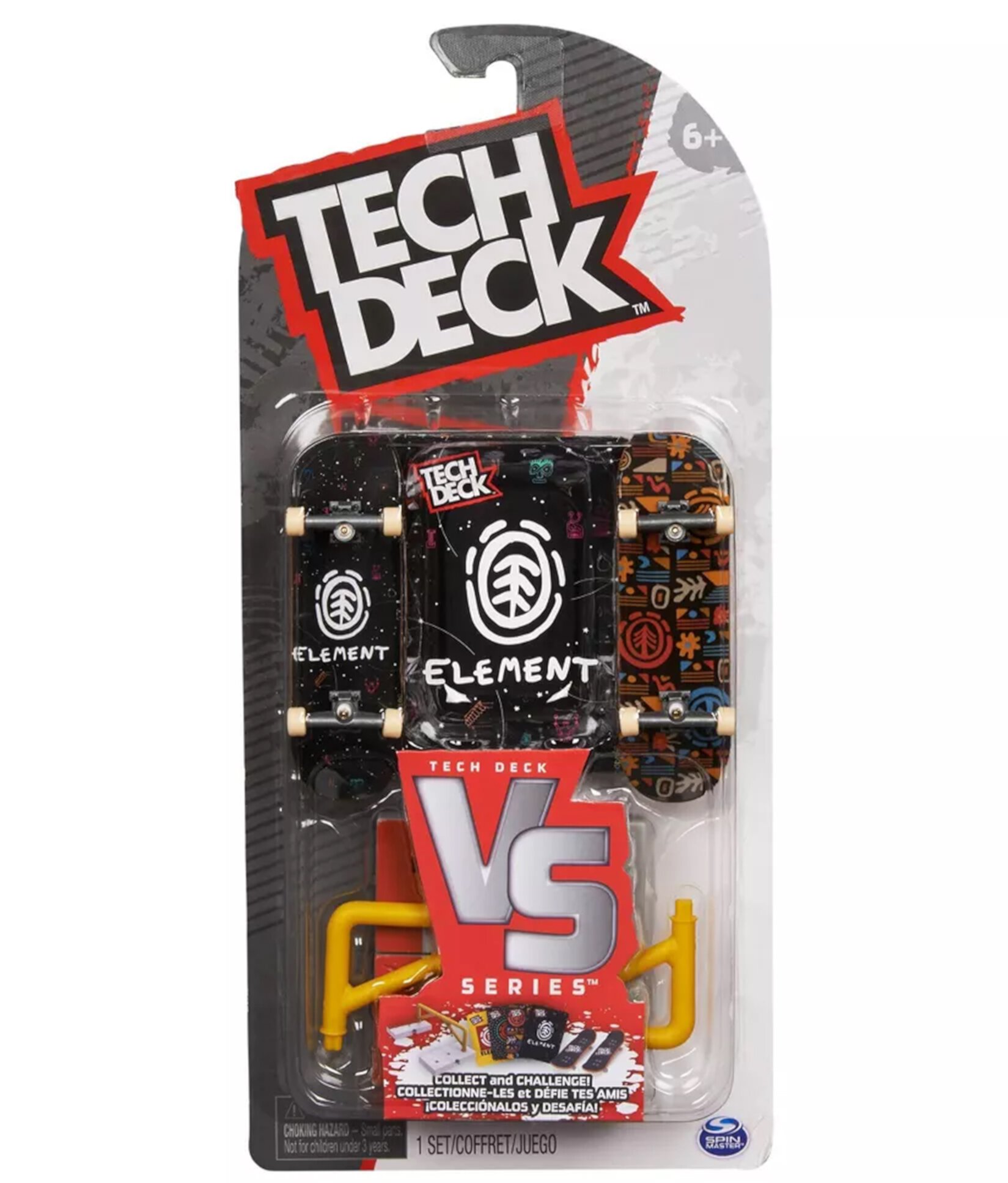 Tech Deck VS Series Element Skateboards Fingerboard 2-Pack, Obstacle and Challenge Card Set Tech Deck