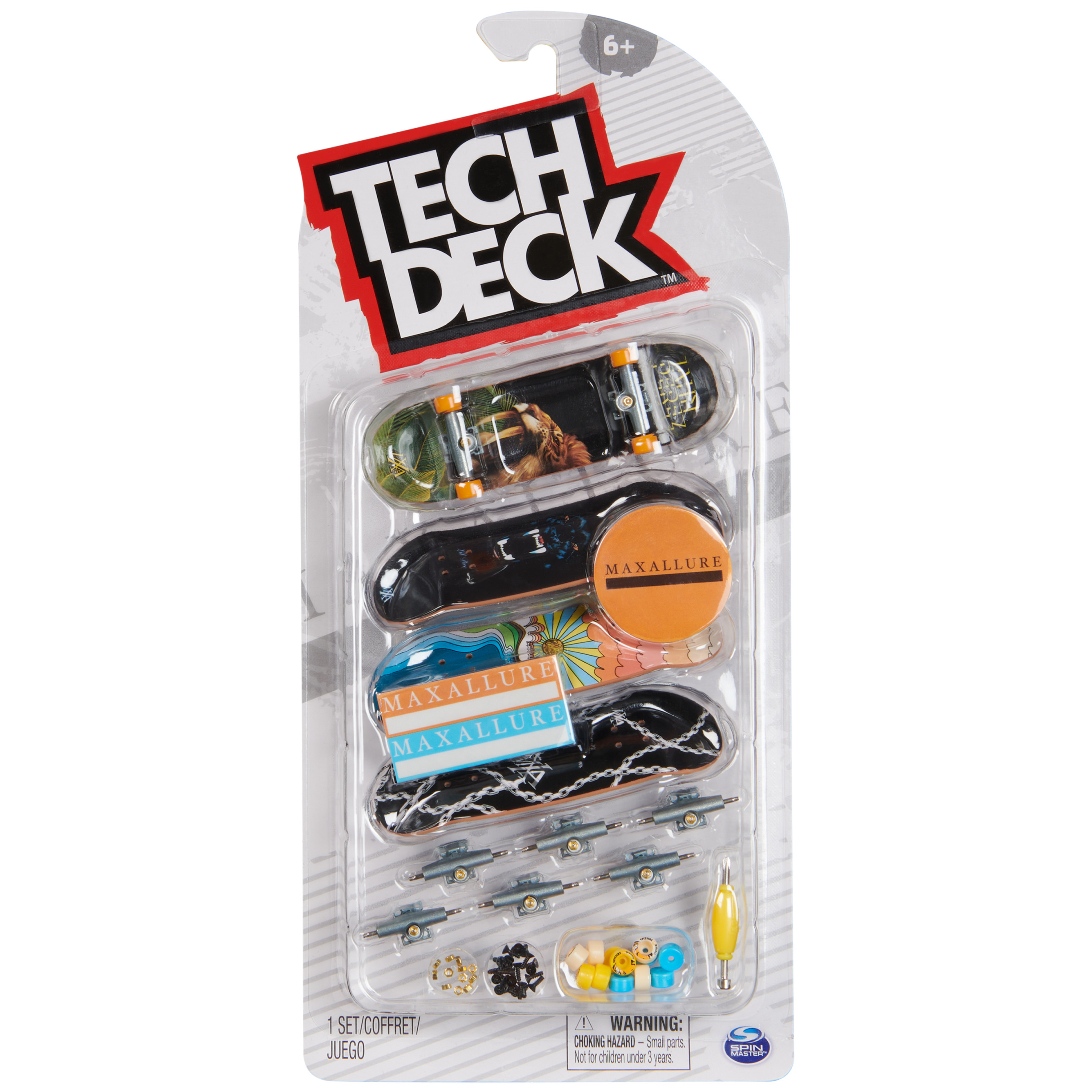 Tech Deck, Ultra DLX Fingerboard 4-Pack, Maxallure Skateboards, Collectible and Customizable Mini Skateboards, Kids Toys for Ages 6 and up Tech Deck