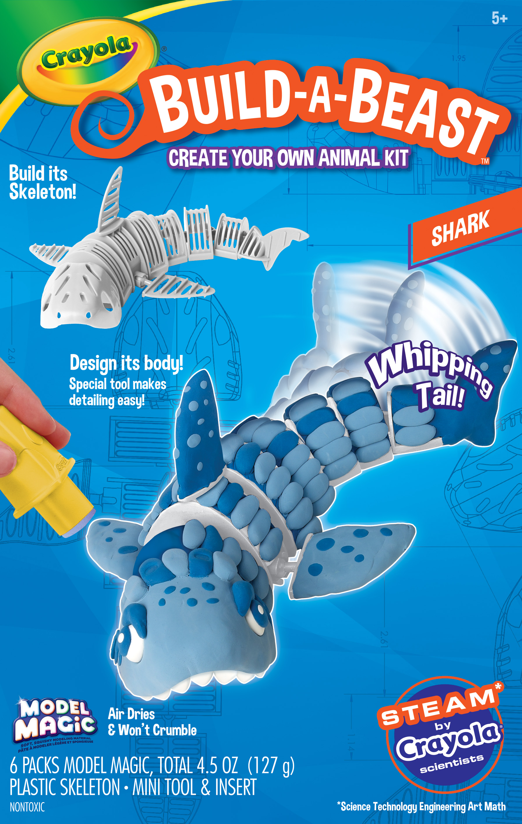 Crayola Build-a-Beast Model Magic Kit for Shark Beginner Boys and girls Child Ages 6+ Crayola