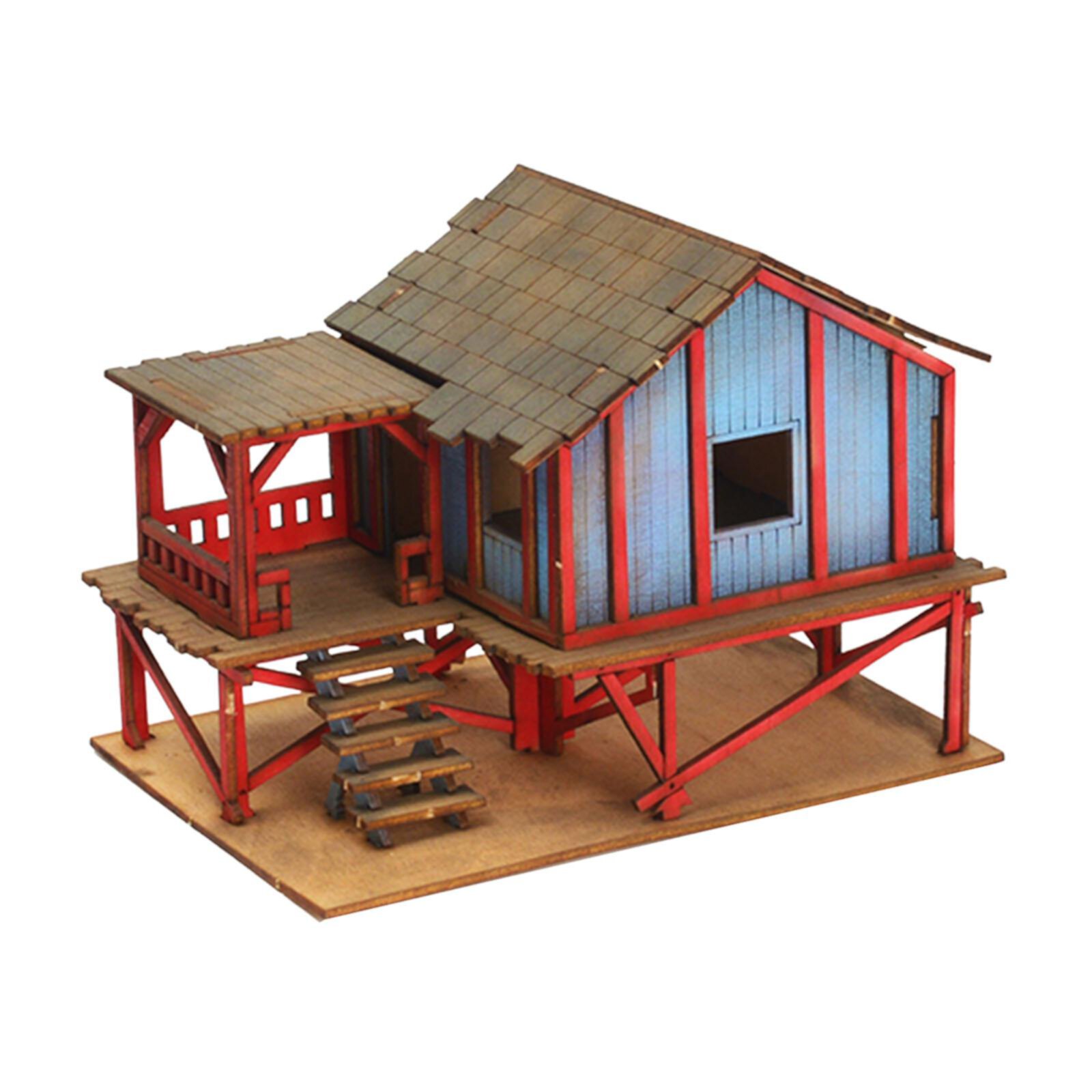 Kokiya 1/72 Models House Unpainted DIY Wooden House Assemble DIY Projects Accessory A Kokiya