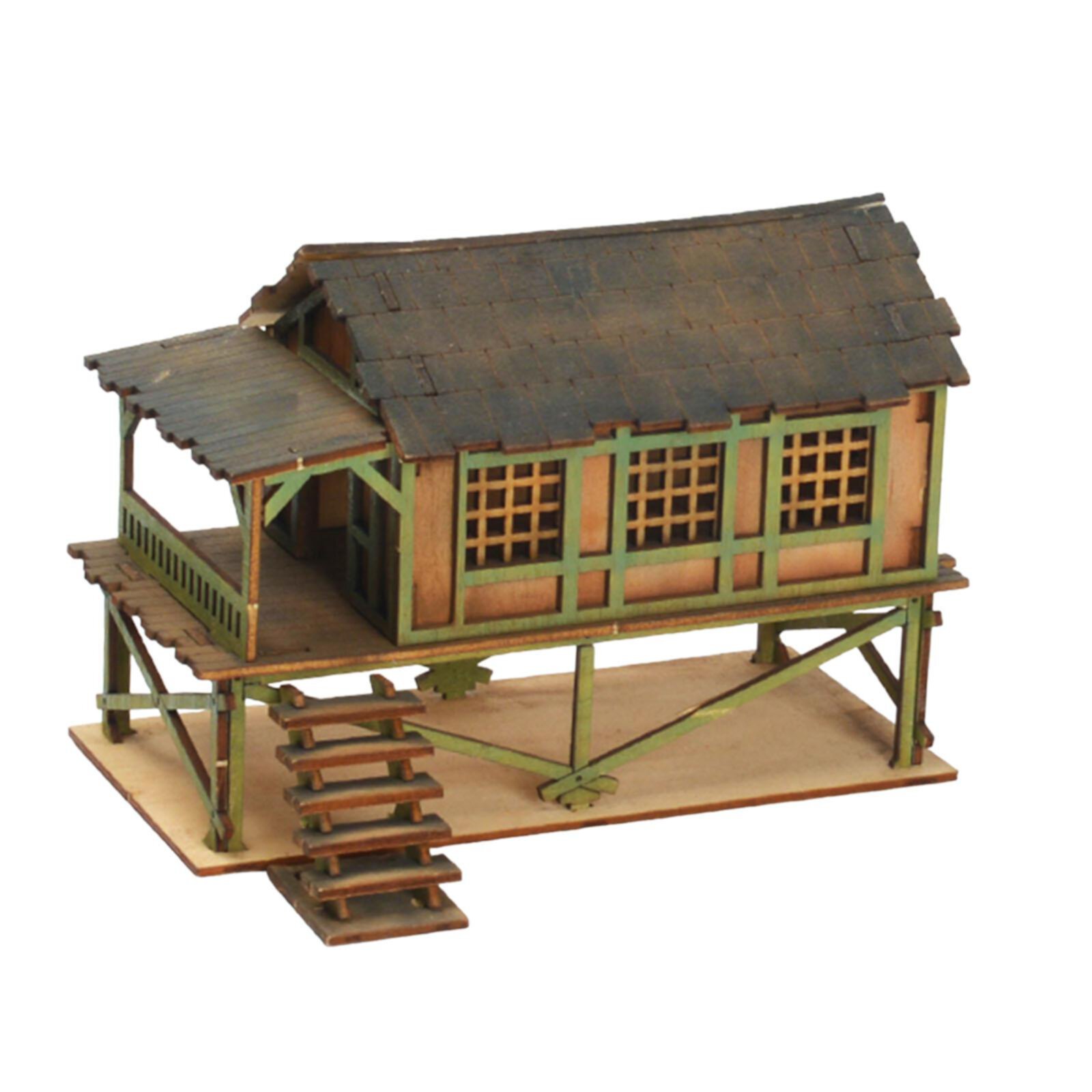 Kokiya 1/72 Models House Unpainted DIY Wooden House Assemble DIY Projects Accessory B Kokiya