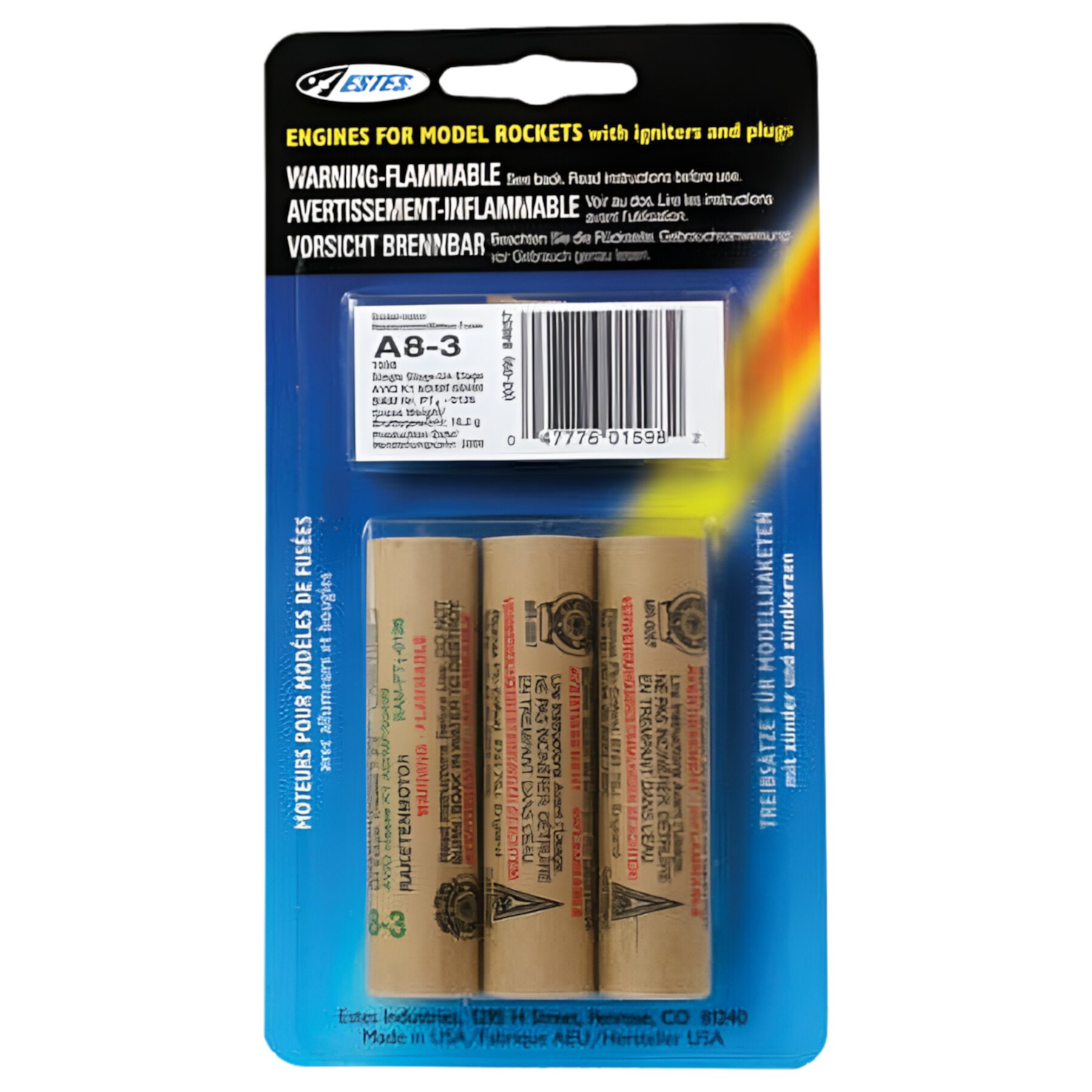 Estes A8-3 Model Rocket Motors 3 Pack Estes