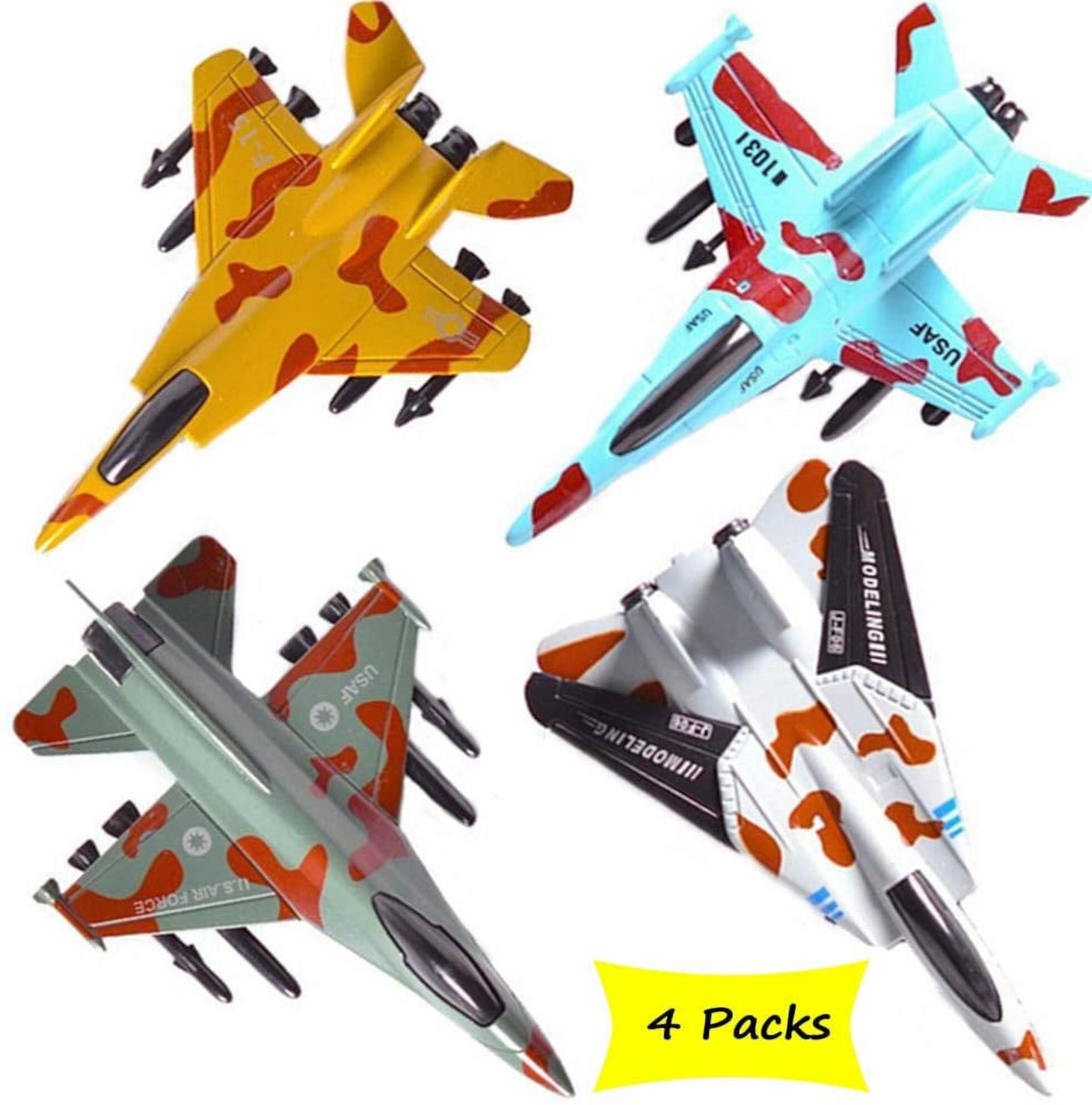 Airplane Toys Set Die Cast Metal Military Fighter Jets for Kids Boy Pullback Plane Model Pack of 4 Kiddopark