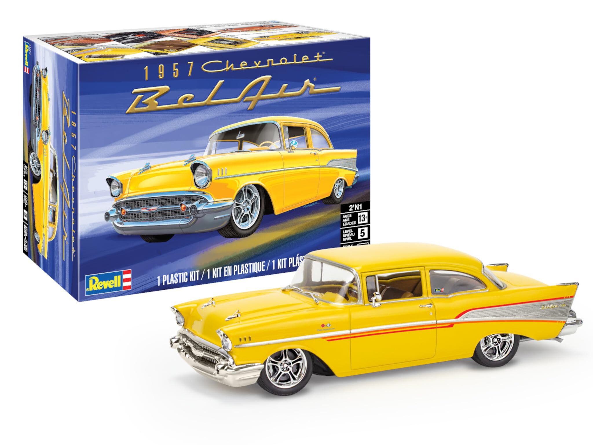 Revell Level 5 Model Kit 1957 Chevrolet Bel Air 2-in-1 Kit 1/25 Scale Model Carrera