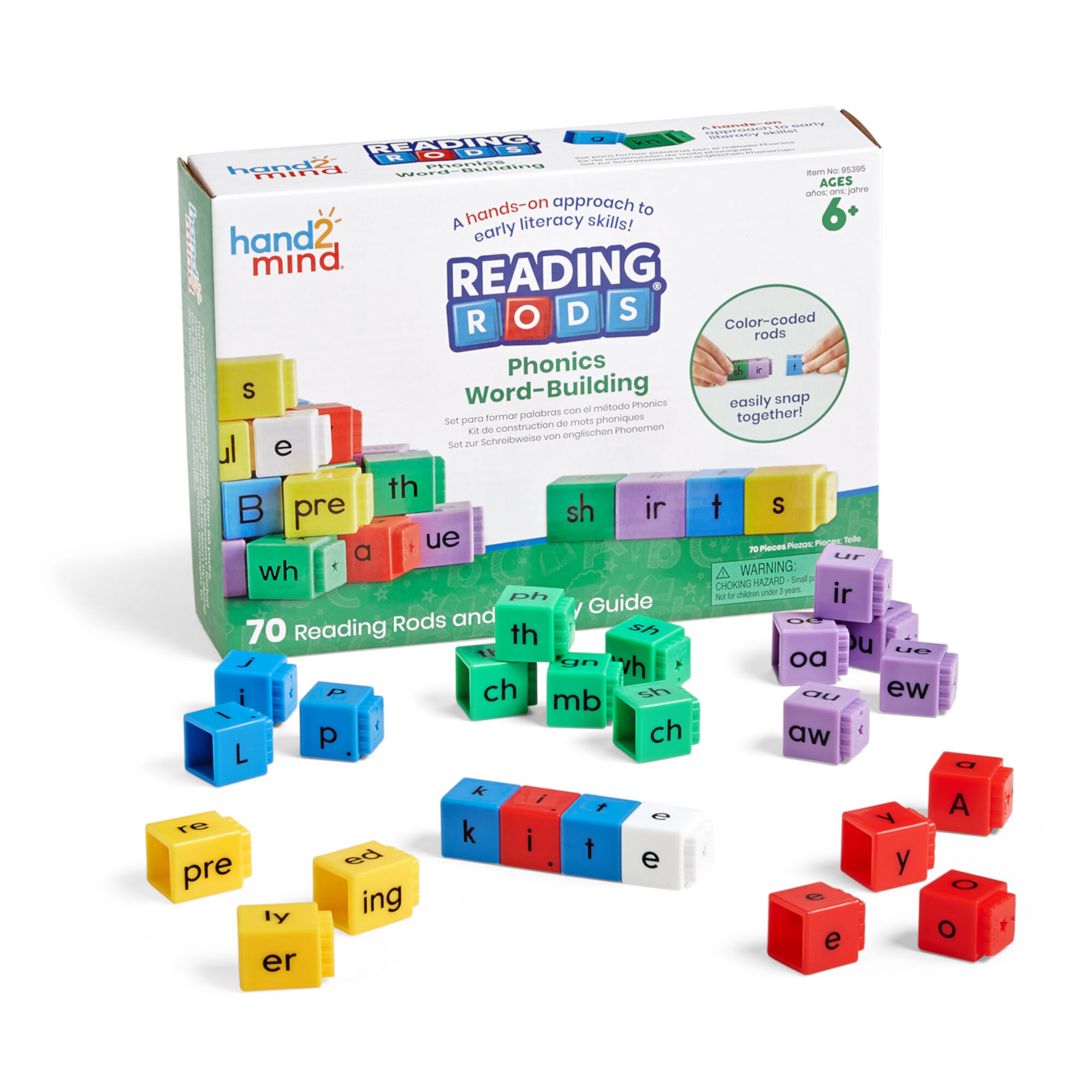 hand2mind Reading Rods Phonics Word-Building, Word Building Activities, Spelling Toys Phonemic Awareness Hand2mind