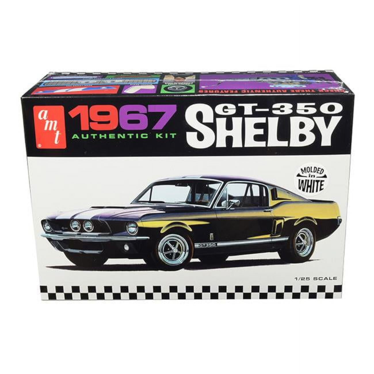 Auto World 1:25 Scale 67 Shelby GT350 White Multi Colored Toy Car Auto World