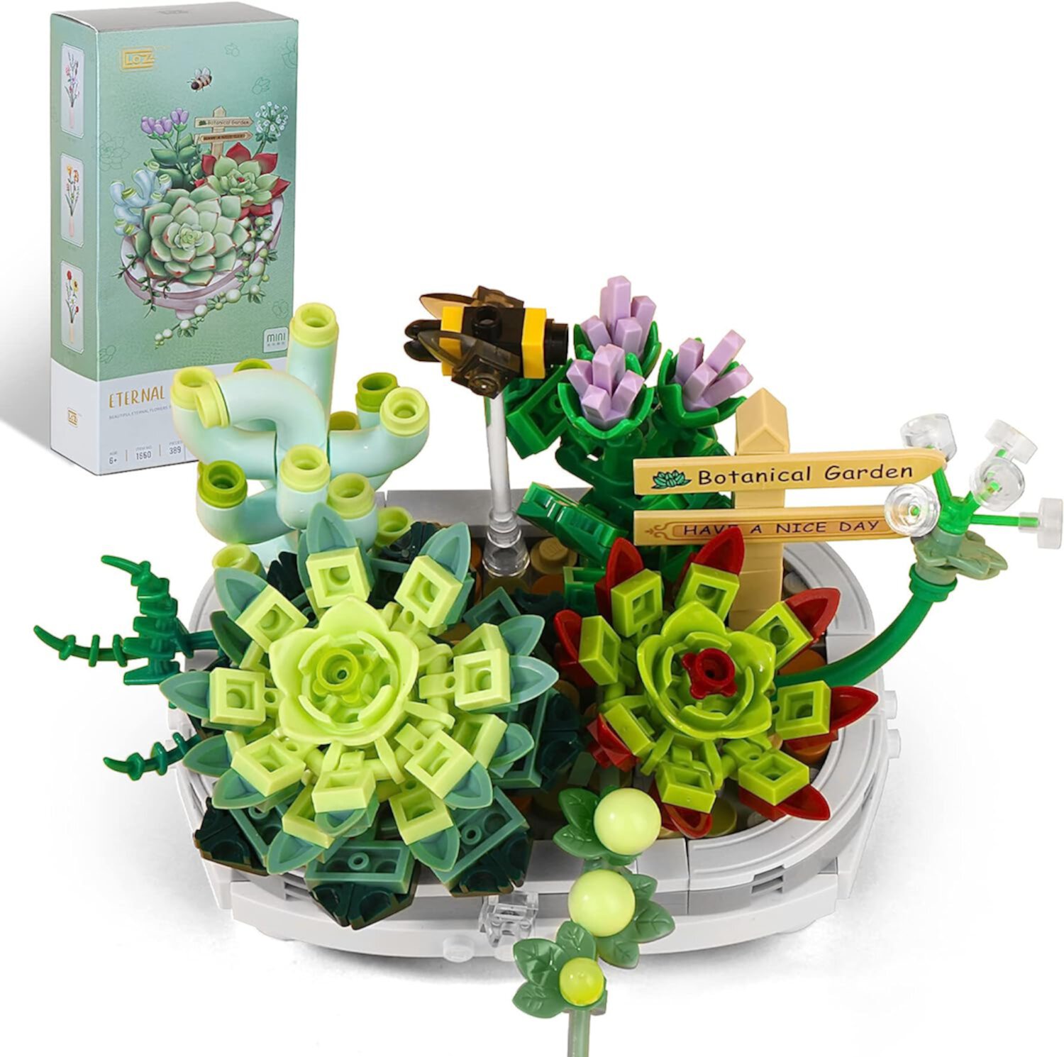 Mini Bricks Succulent Plant Building Kit,389PCS DIY Simulating Plant Ecology Collection Building Toy,Bouquet Set Gifts for Adults, Children（Not Compatible with Lego Set ） Generic