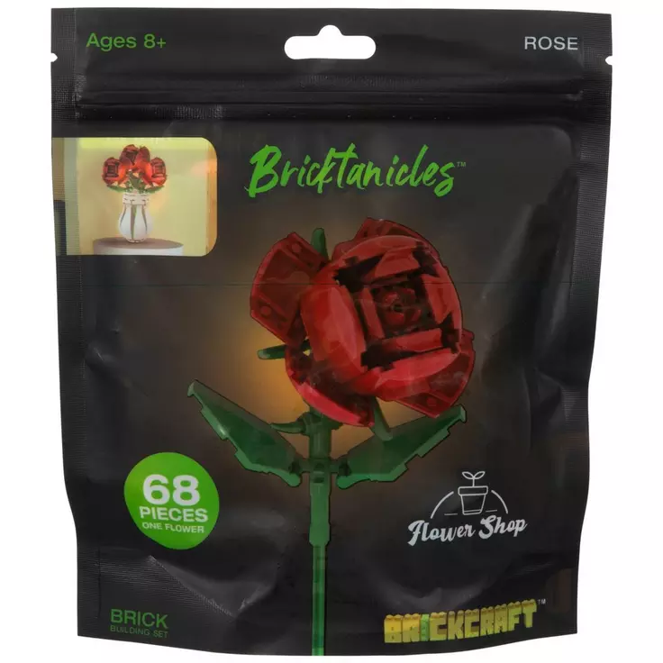 Brickcraft Bricktanicals Red Rose Building Kit (68-Piece Set), Artficial Flower Craft, Gift For Him and Her Brickcraft