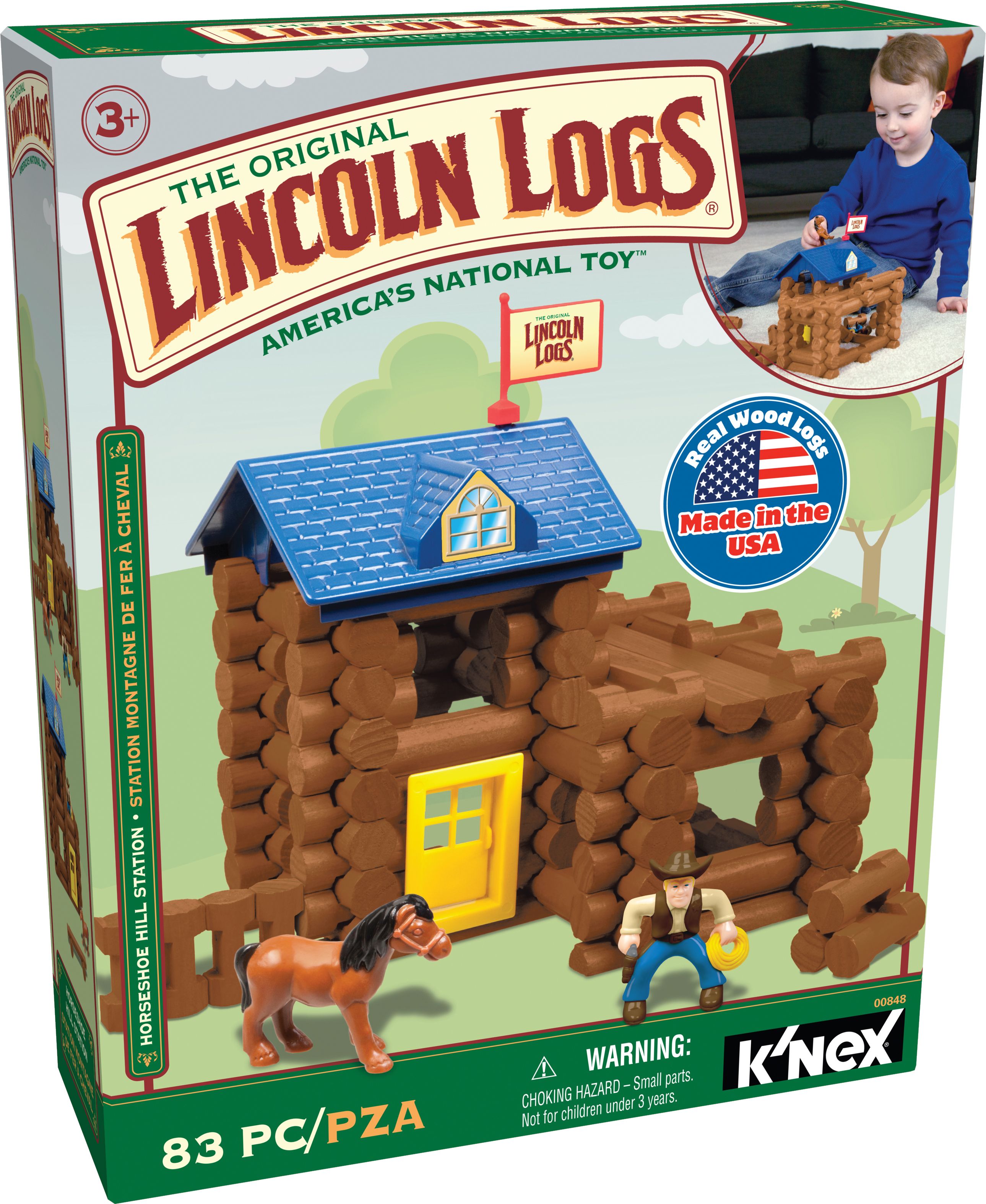 Lincoln Logs Horseshoe Hill Station, 83 Pieces, Great for age 3 years and up. Lincoln Logs