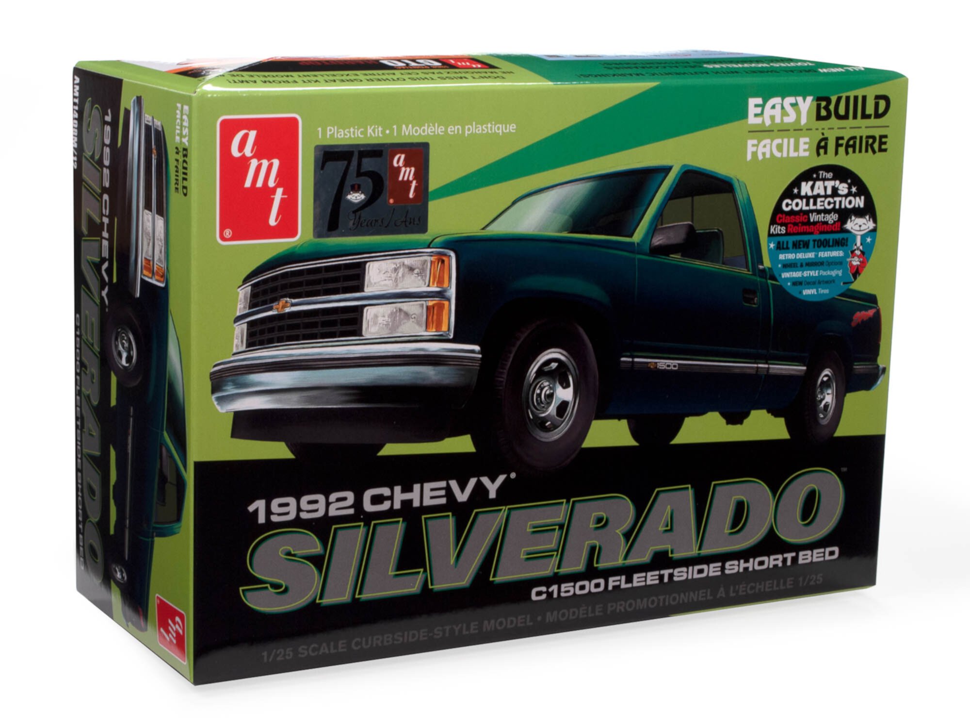 AMT Model Kit Skill 2 1992 Chevrolet Silverado Shortbed Fleetside Pickup Easy Build With New Tooling AMT