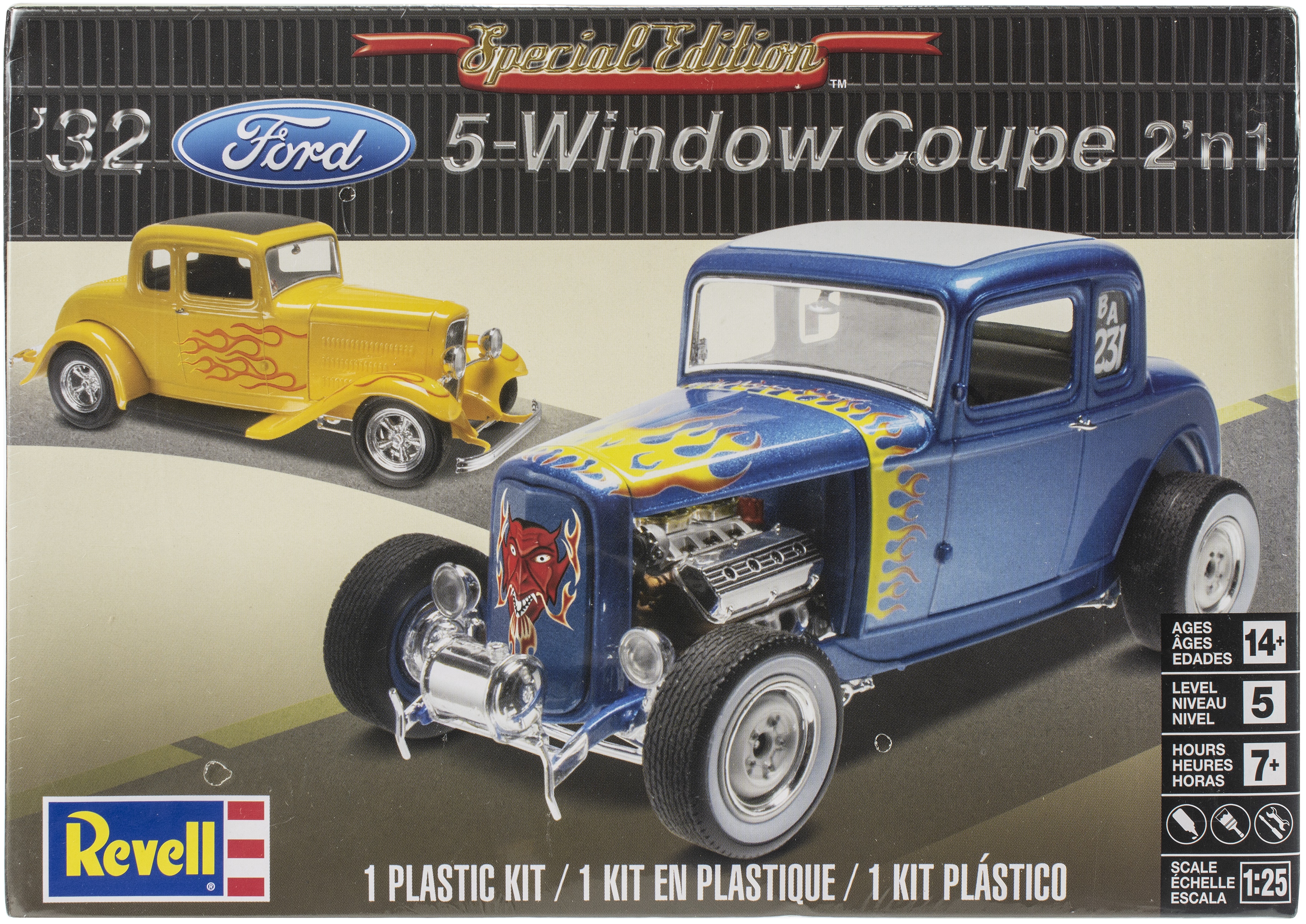 Plastic Model Kit-'32 Ford 5 Window Coupe 2 In 1 1:25 Revell