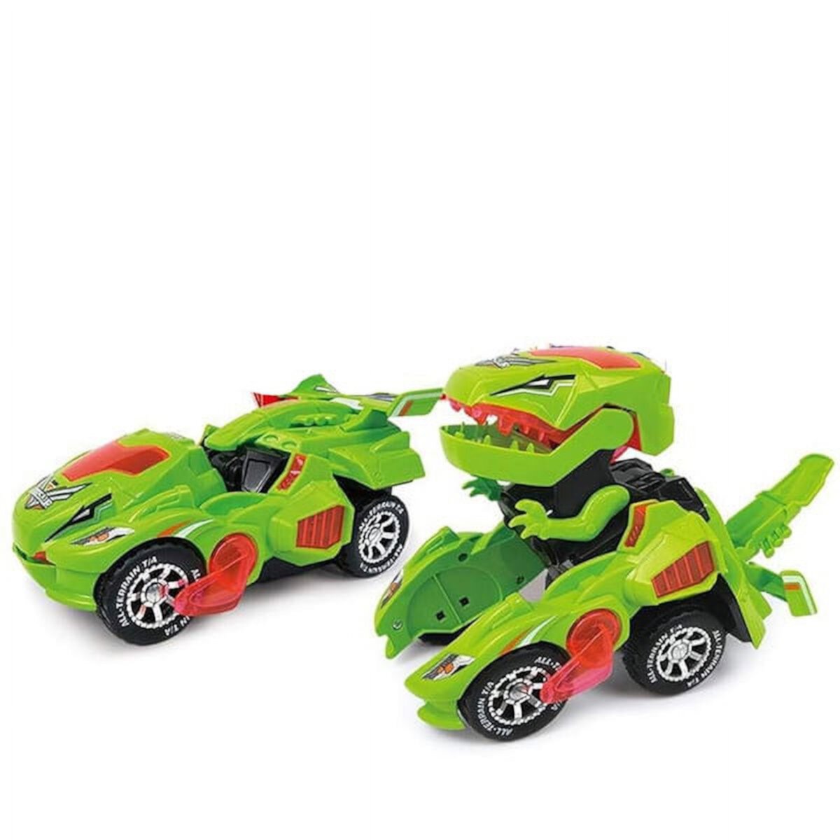 Transforming Dinosaur Car Toys, Transforming Dinosaur LED Car with Light and Music, 2 in 1 Automatic Dinosaur Transform Car Toy, Dinosaur Transformer Toy for Kids (Green) Color Profit Kids