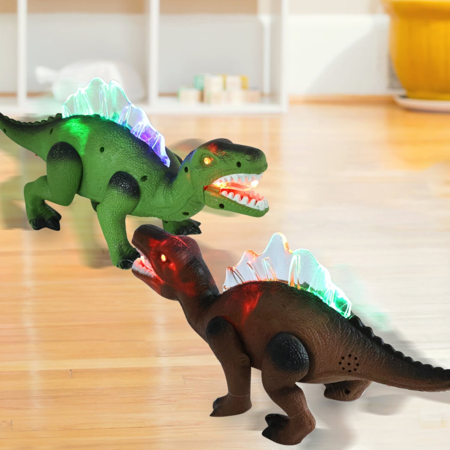 Petbank Walking Dinosaur Toy, Electronic Lights up Dinosaur with Roaring Sound for Kids Boys and Girls Aged 3-8, Green Petbank