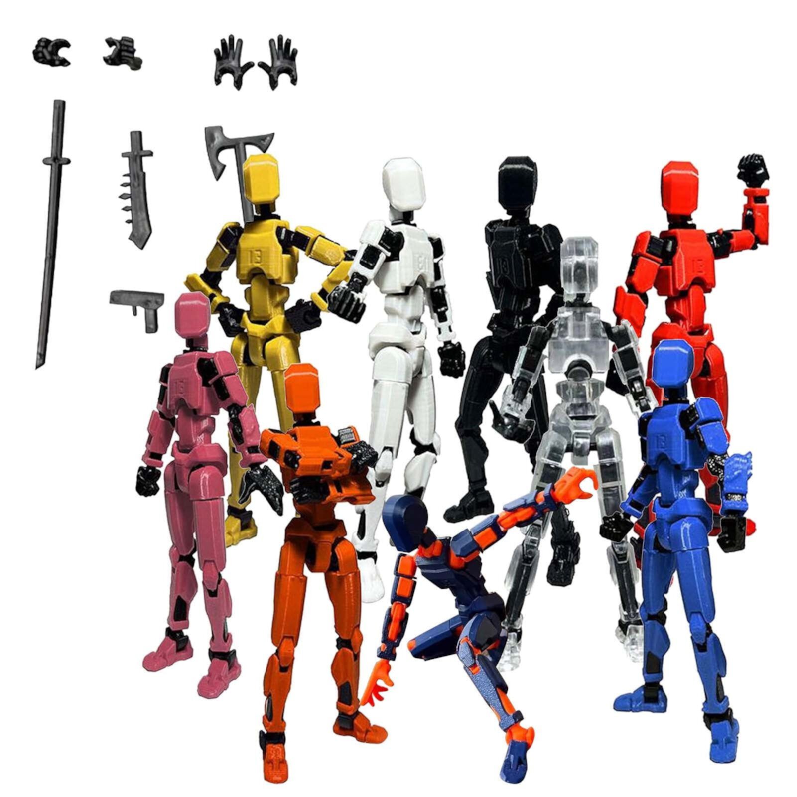 Feledorashia Action Figure, Articulated Action Figure 3D Printed Multi-Jointed Movable, 13 Articulated Robot Dummy Action Figures, Full Body Mechanical Movable Toy, 2 PC Feledorashia