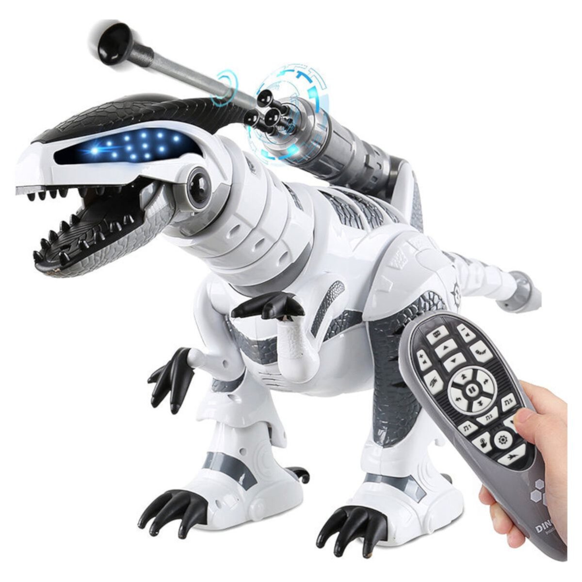 Fisca Intelligent Remote Control Shooting Darts Robot Dinosaur Toys for Kids, 11 Channel Programmable Touch Interactive War Robot Fisca