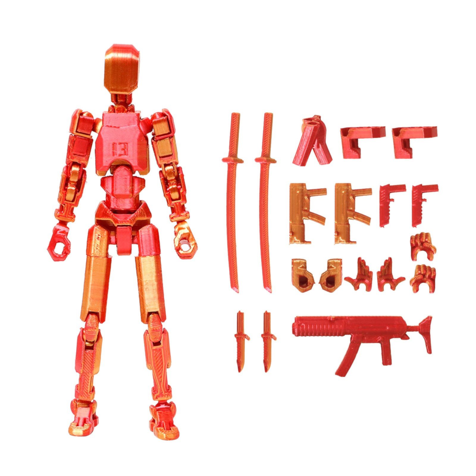 Feledorashia Action Figure, Articulated Action Figure 3D Printed Multi-Jointed Movable, 13 Articulated Robot Dummy Action Figures, Full Body Mechanical Movable Toy, 1 PC Feledorashia