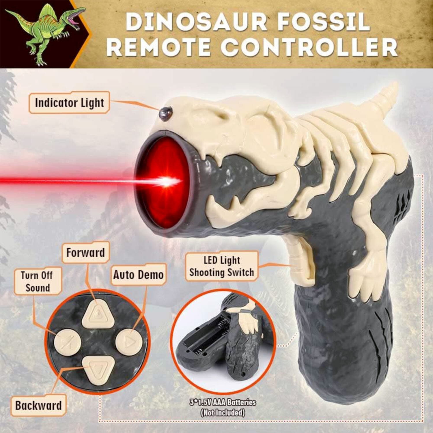 Kid Odyssey RC Dinosaur Toys, Electronic Pets Walking Dinosaur Interactive Toy w/Light Chasing Remote Control, Auto Spraying and Roaring, Jurassic Velociraptor Dinosaur Toys for Kids Boys Age 3+ Kid Odyssey