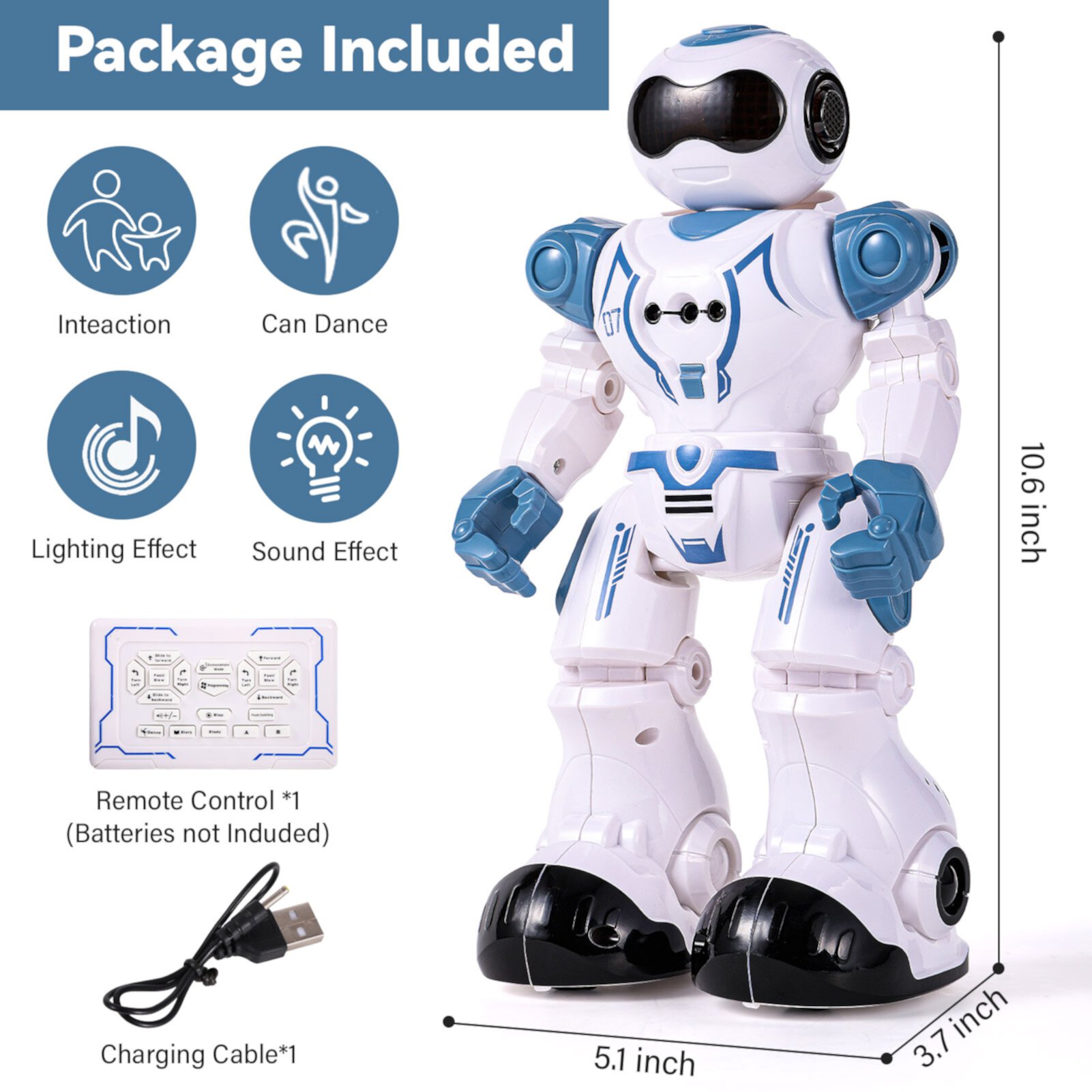 AOKESI RC Robot Toys for Kids, Rechargeable Gesture Sensing Robot  Programmable Smart Robot Singing Dancing Robot with Infrared Controller for 3+ Boys Girls Gift AOKESI