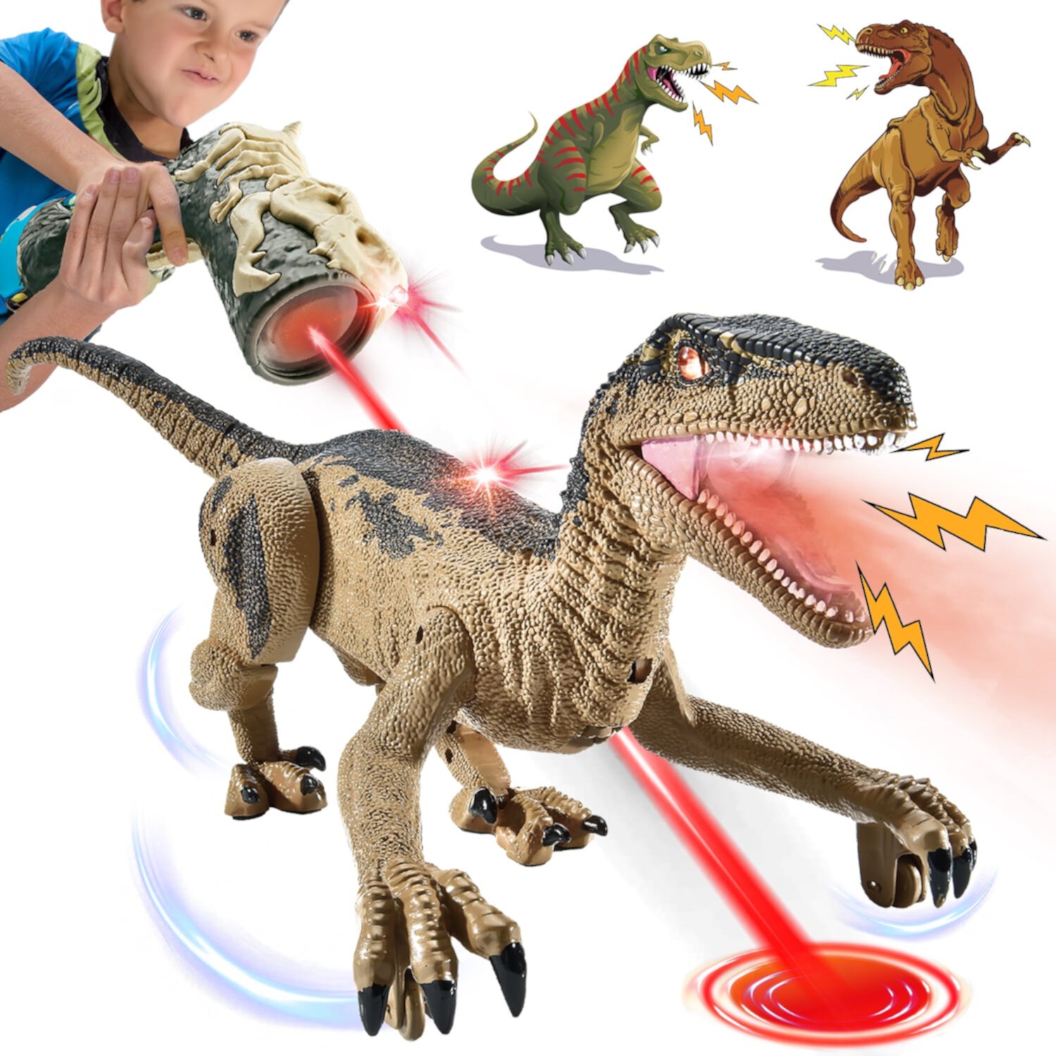 UUSUOO Remote Control Dinosaur Toys for Boys 3-6 Years,RC Dinosaur Robot T-rex Dinosaur With Spraying & Light & Roar, Walking Robot Toy Christmas Gifts for Kids 6-12 UUSUOO