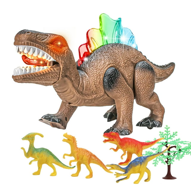 Light-up Walking Dinosaur Toy for Kids, 12 inches Electronic Dinosaur with Roaring Sound Robot Dinosaur Gift for Boys & Girls 3 4 5 6 7 Years - Brwon Zacro