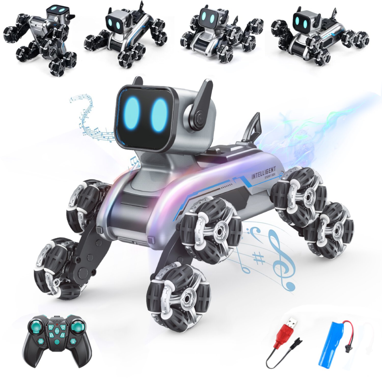 Huge Wave Remote Control Robot Dog Toy for Kids, Robot Toy Gift fot Kids 6-12, Robot Pet Dog with Music & Light, Birthday Gift for Boys Girls Huge Wave