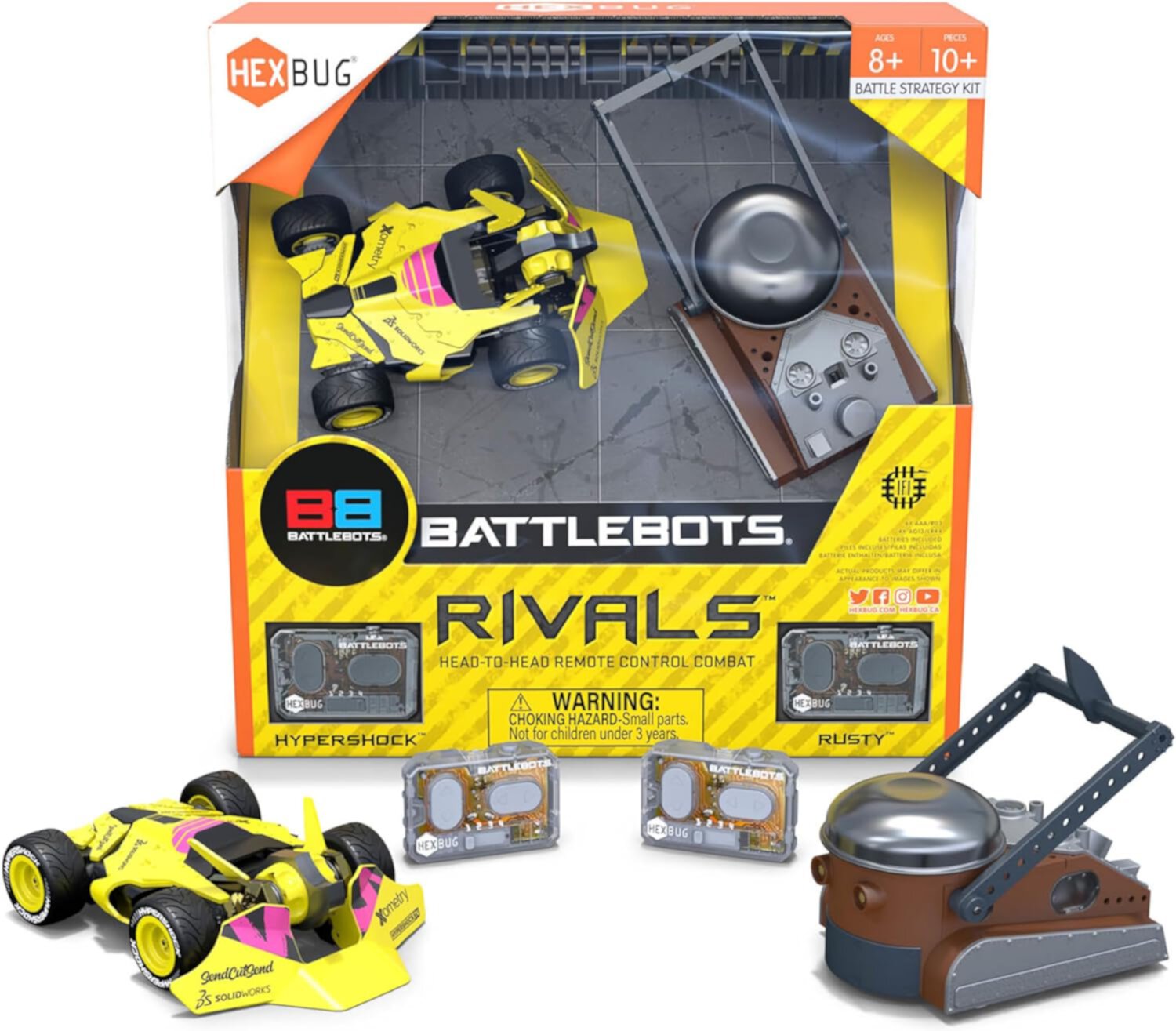 HEXBUG BattleBots Rivals 6.0 Rusty and Hypershock, Remote Control Robot HEXBUG