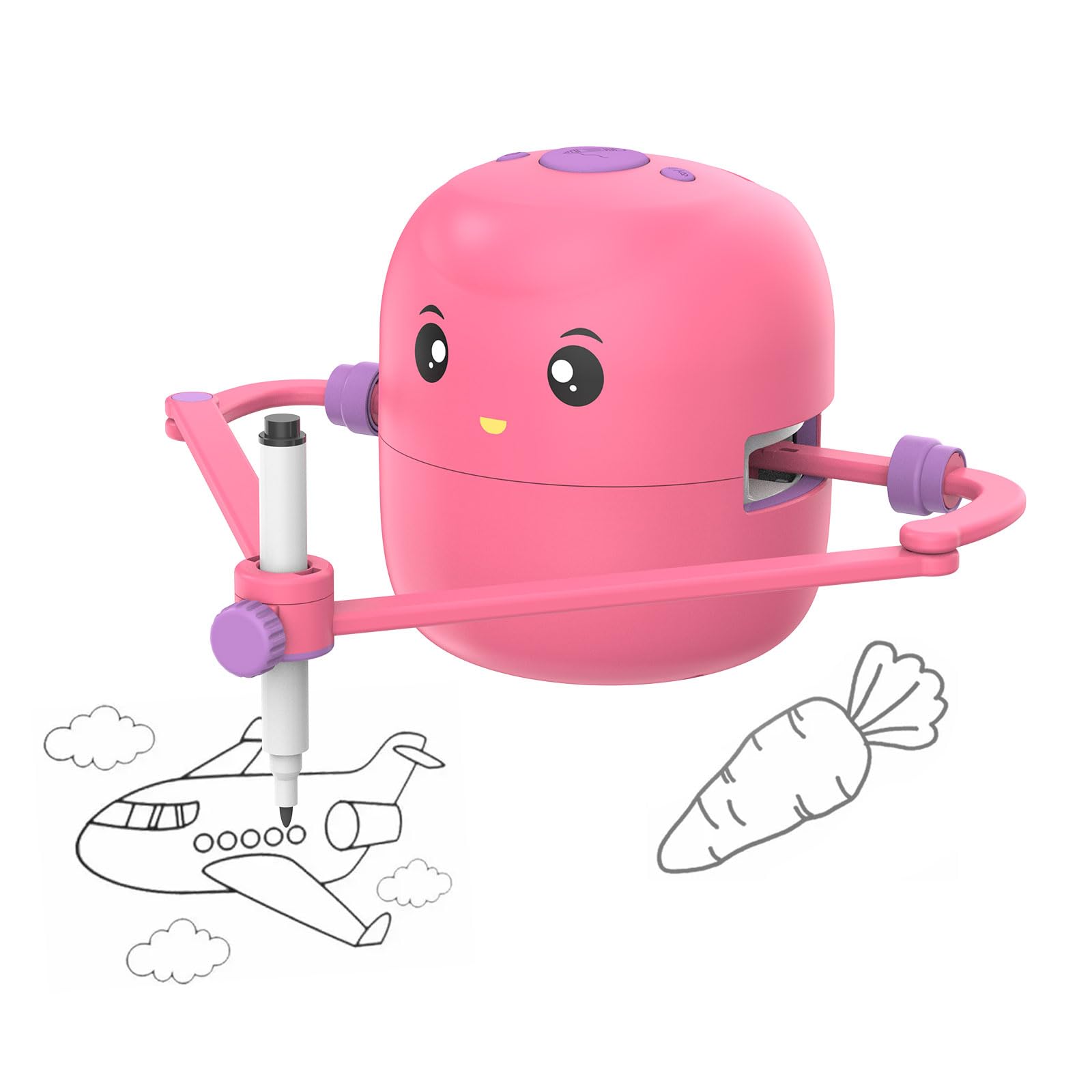 Smart Drawing Robot | Montessori Educational Toy for Kids 5+ with Voice Interaction | Includes 100 Learning Word Cards & 12 Color Pens（Pink） LINMOUA