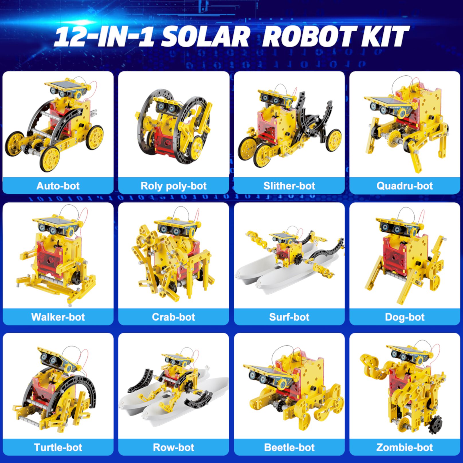 HopeRock Solar Robots Kit STEM Toys, Kids Science Kit, 12 in 1 Education Build Learning Toys, Gifts for Kids Boys Ages 8 9 10 11 12 Years Old. HopeRock