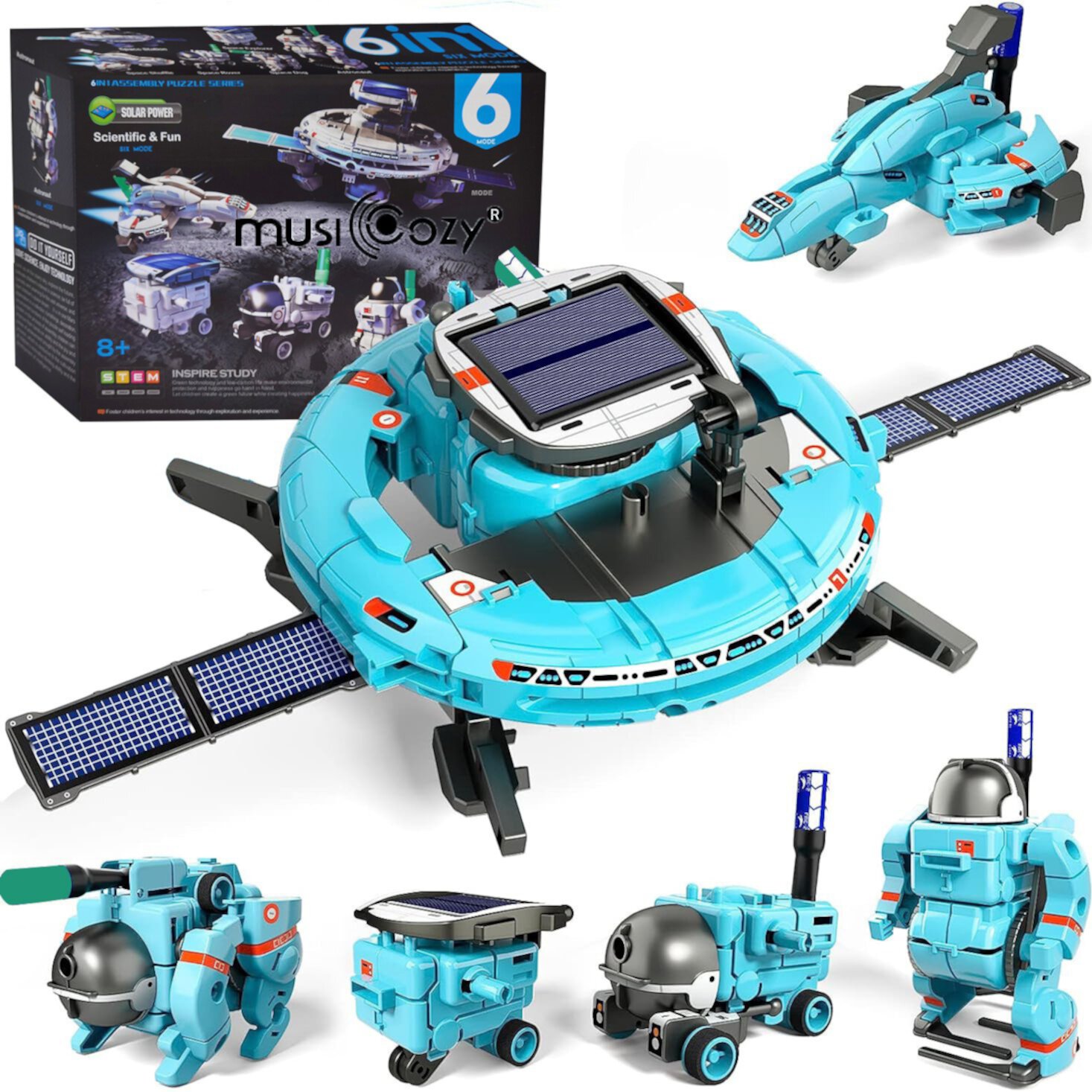 MUSICOZY  6-in-1 Building Science STEM Kits，STEM Projects for Kids Ages 8-12 12-16, Solar Robot Kit Space Toys Birthday Gifts for 8 9 10 11 12 13 14 15 16 Year Old, Boys Girls MUSICOZY