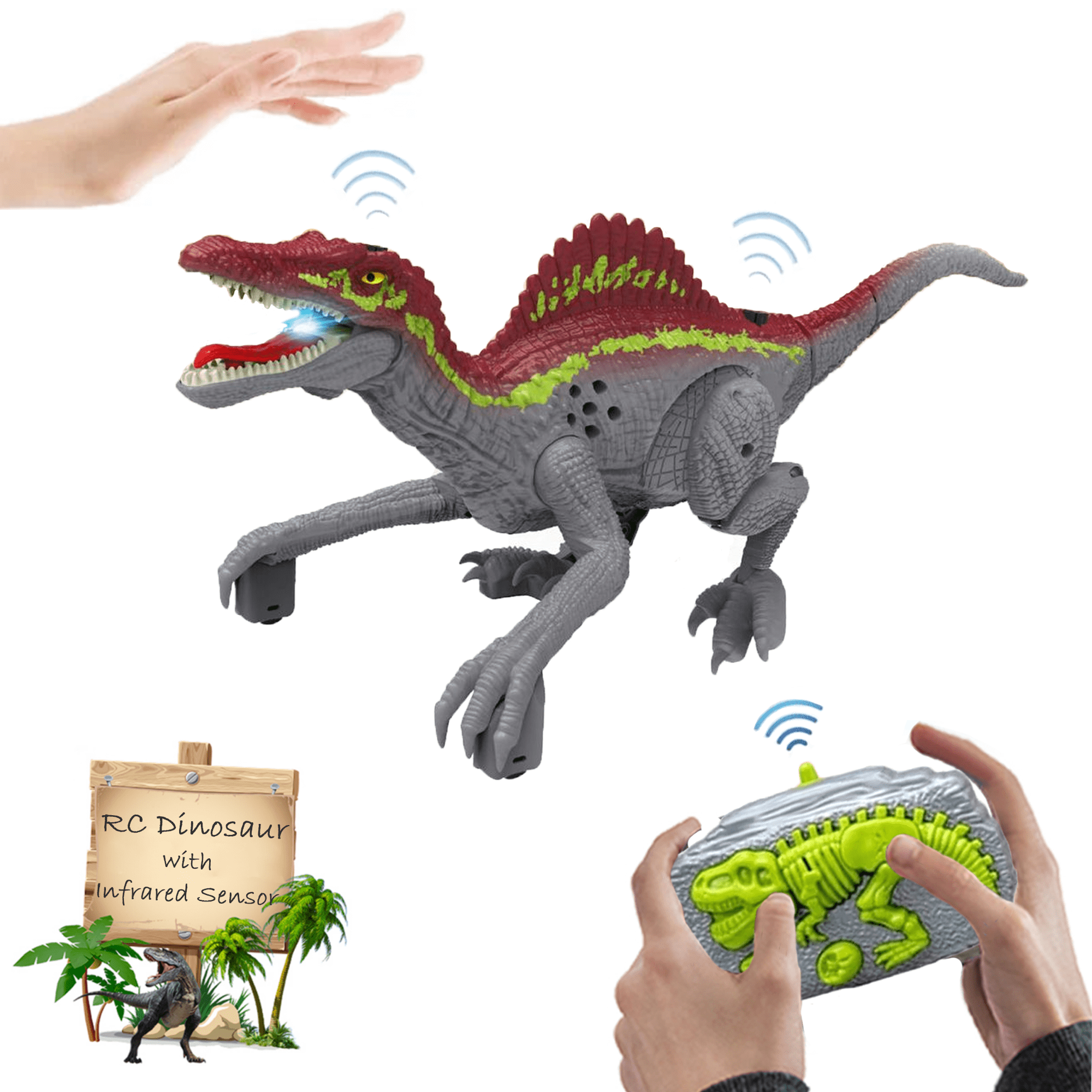 Richgv Remote Control Dinosaur Toys for Toddlers 3 4 5 6 7 8 Years, Mini Infrared RC Dino Robot with Light up Egg Boys Toys Easter Kids Toys Richgv