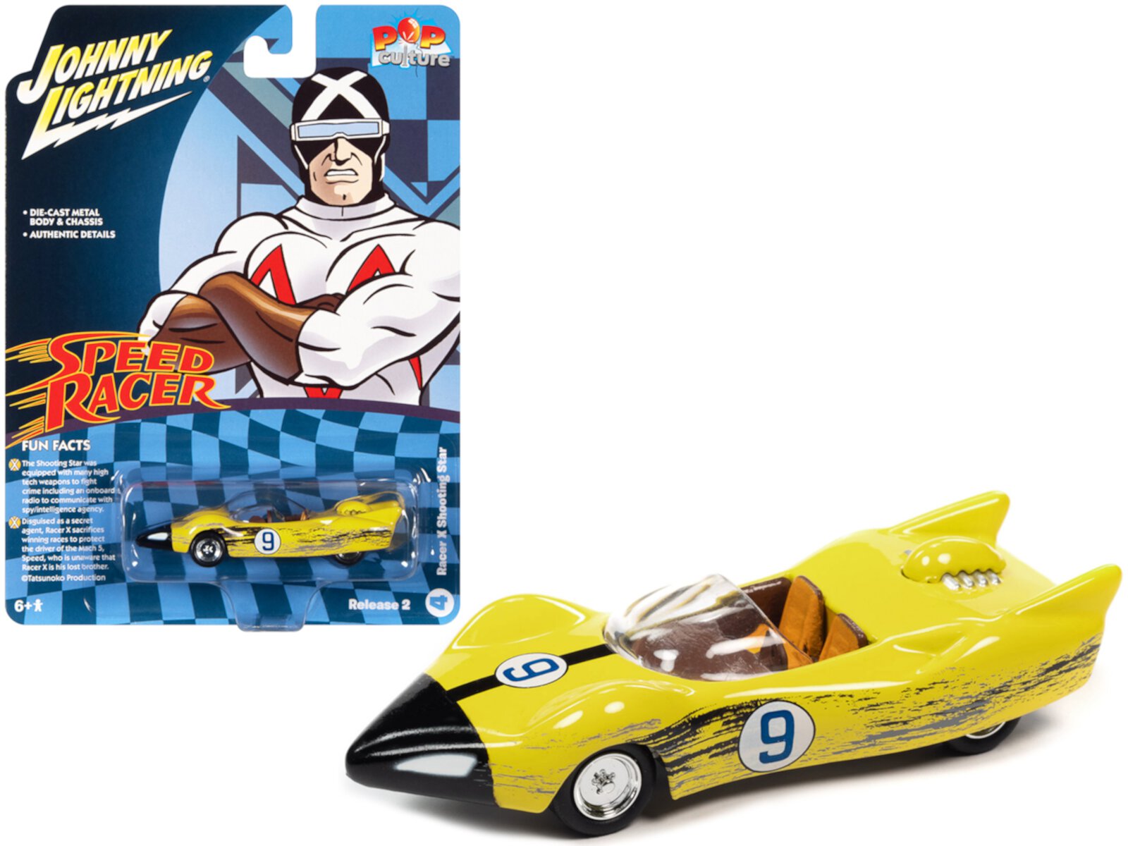 Racer X's Shooting Star (Raced Version) "Speed Racer" (1967) TV Series "Pop Culture" 1/64 Diecast Model Car by Johnny Lightning Johnny Lightning