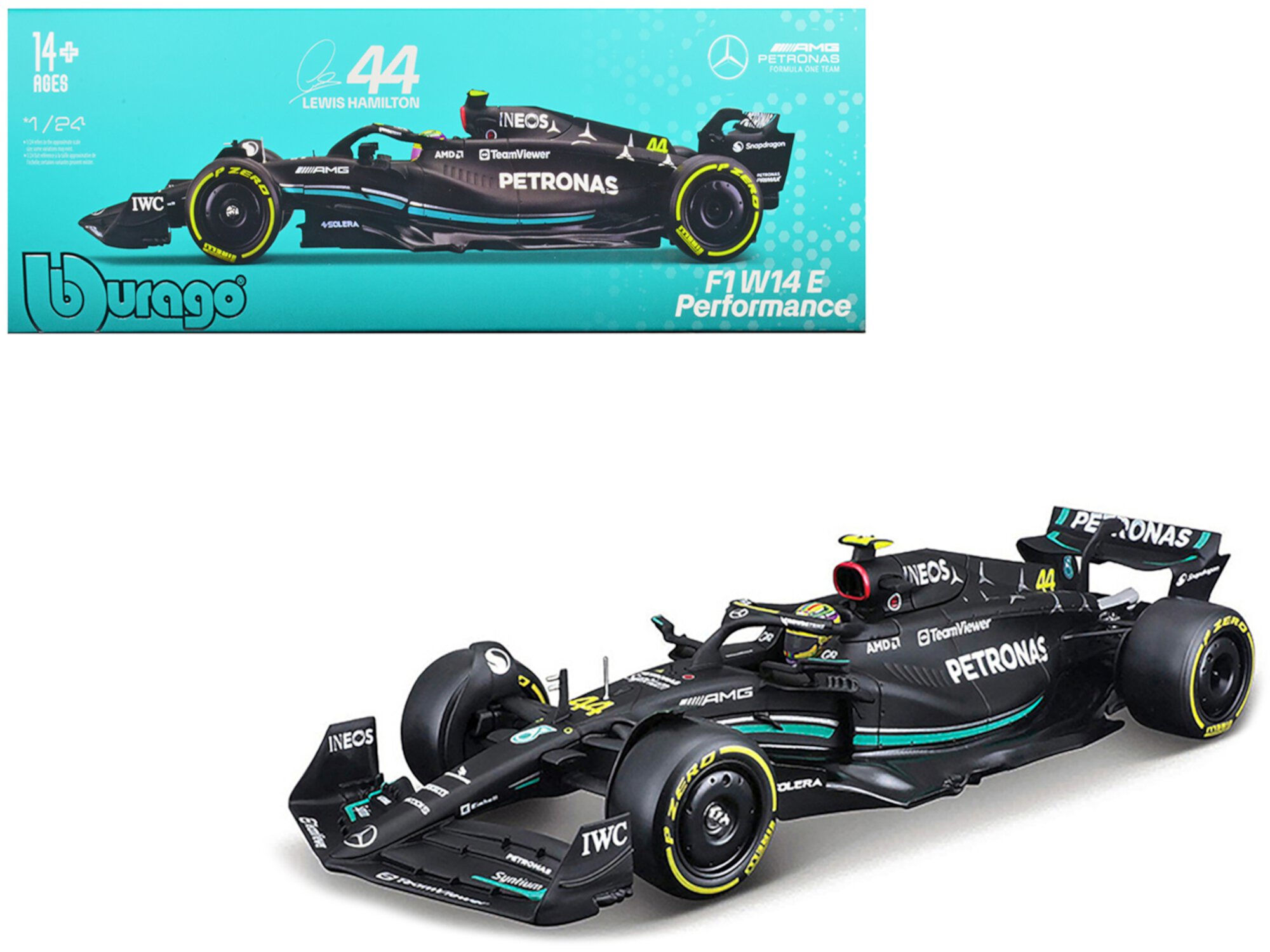 Mercedes-AMG F1 W14 E Performance #44 "Petronas" Formula One F1 "World Championship" (2023) 1/24 Diecast Model Car by Bburago Bburago