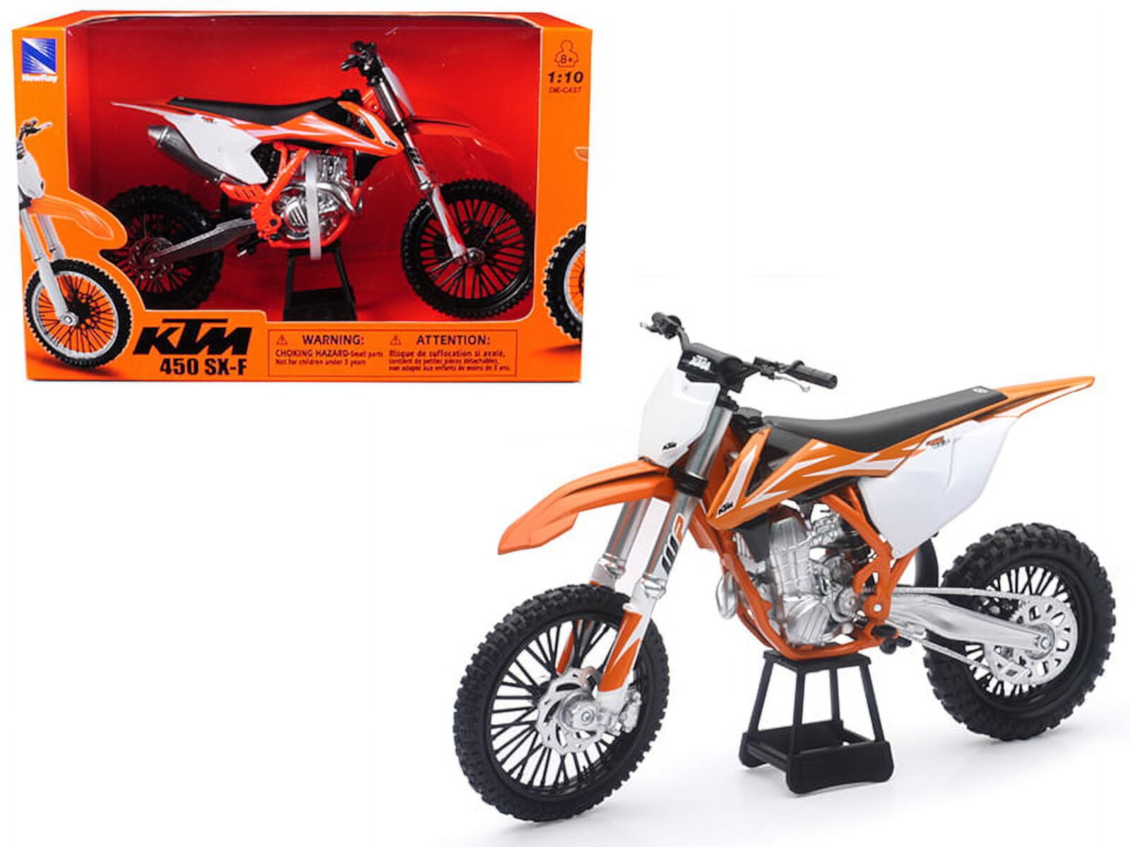 KTM 450 SX-F Dirt Bike Orange and White 1/10 Diecast Motorcycle Model by New Ray New Ray Toys