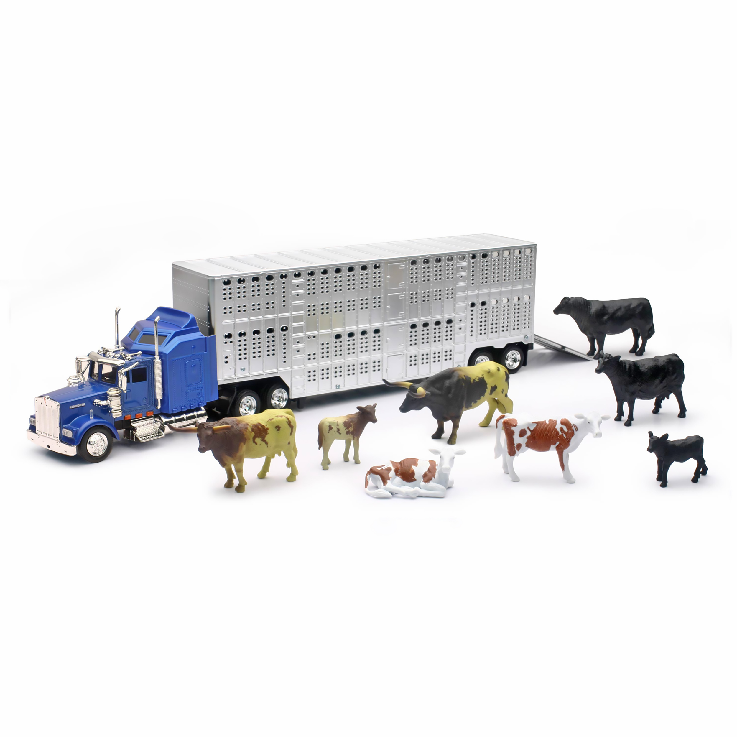 New Ray Free-Wheeling Semi Truck and Trailer with 1:43 Livestock Playset - with - Ages 8 Years and up New Ray Toys