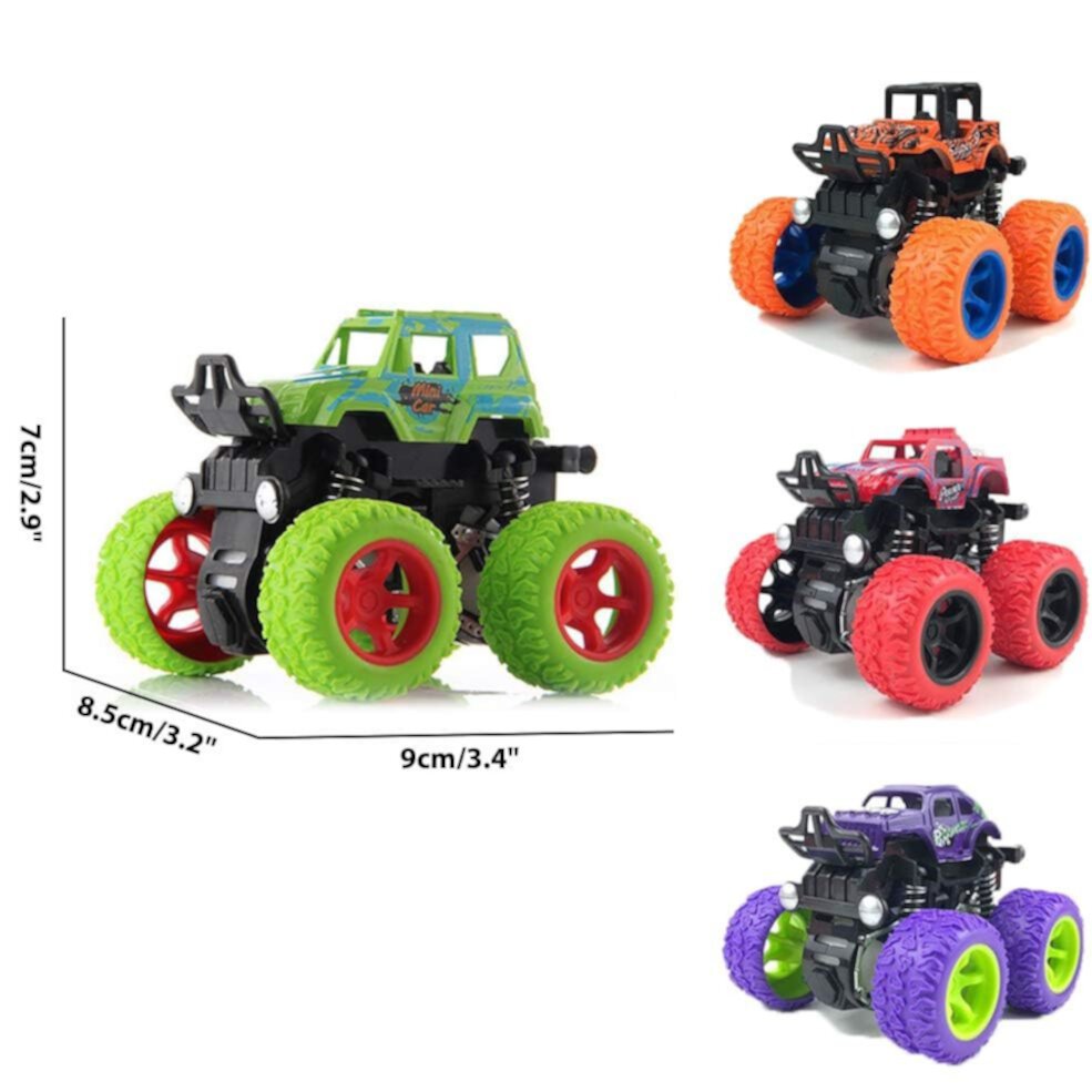 Lksixu Monster Truck Toys for Kids, Toddler Toys Four-Wheel 360°Rotating Drive Stunt Car Shockproof Inertia Pull Back Cars Friction Powered Push and Go Toy Cars Birthday Gifts for Age 3+ Boys Girls Lksixu