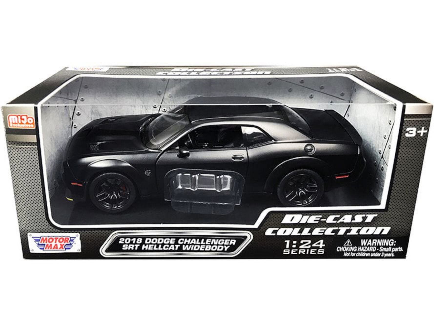 2018 Dodge Challenger SRT Hellcat, Matte Black - Motor Max 79350MTBK - 1/24 scale Diecast Model Toy Car MOTORMAX